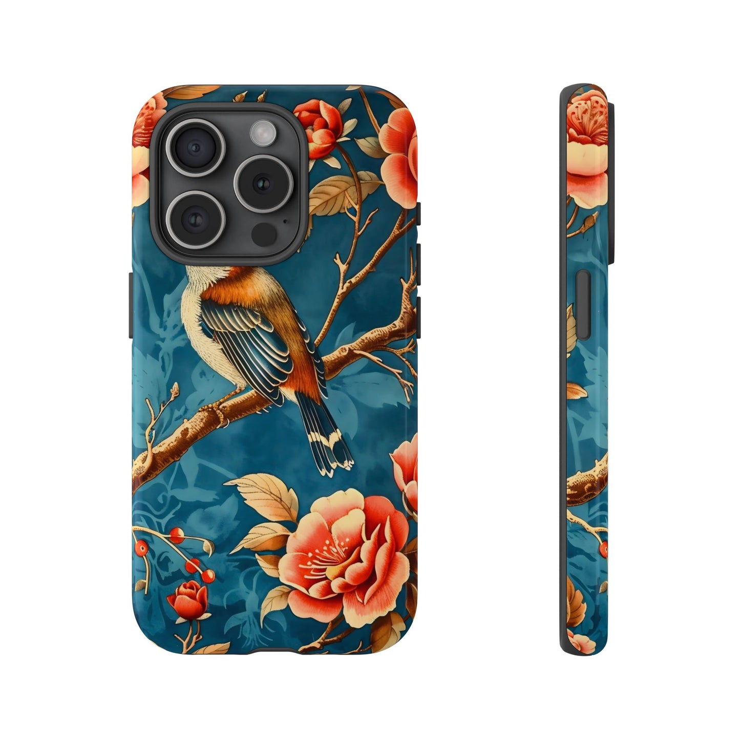 Bird & Floral Phone Case, Tough Cases for Nature Lovers, Gift for Her, Customizable Design, Vibrant Tech Accessories