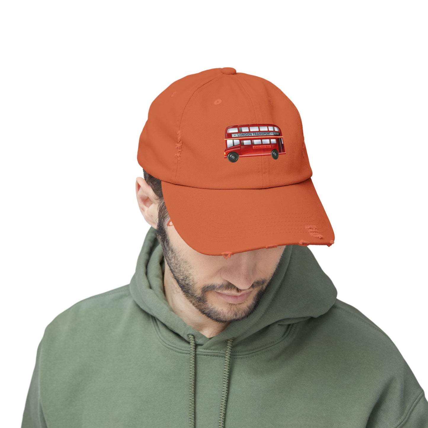 Vintage London Bus Cap, Unisex Distressed Cap, Travel Hat, Gift for Travelers, Summer Accessory, Adventure Headwear