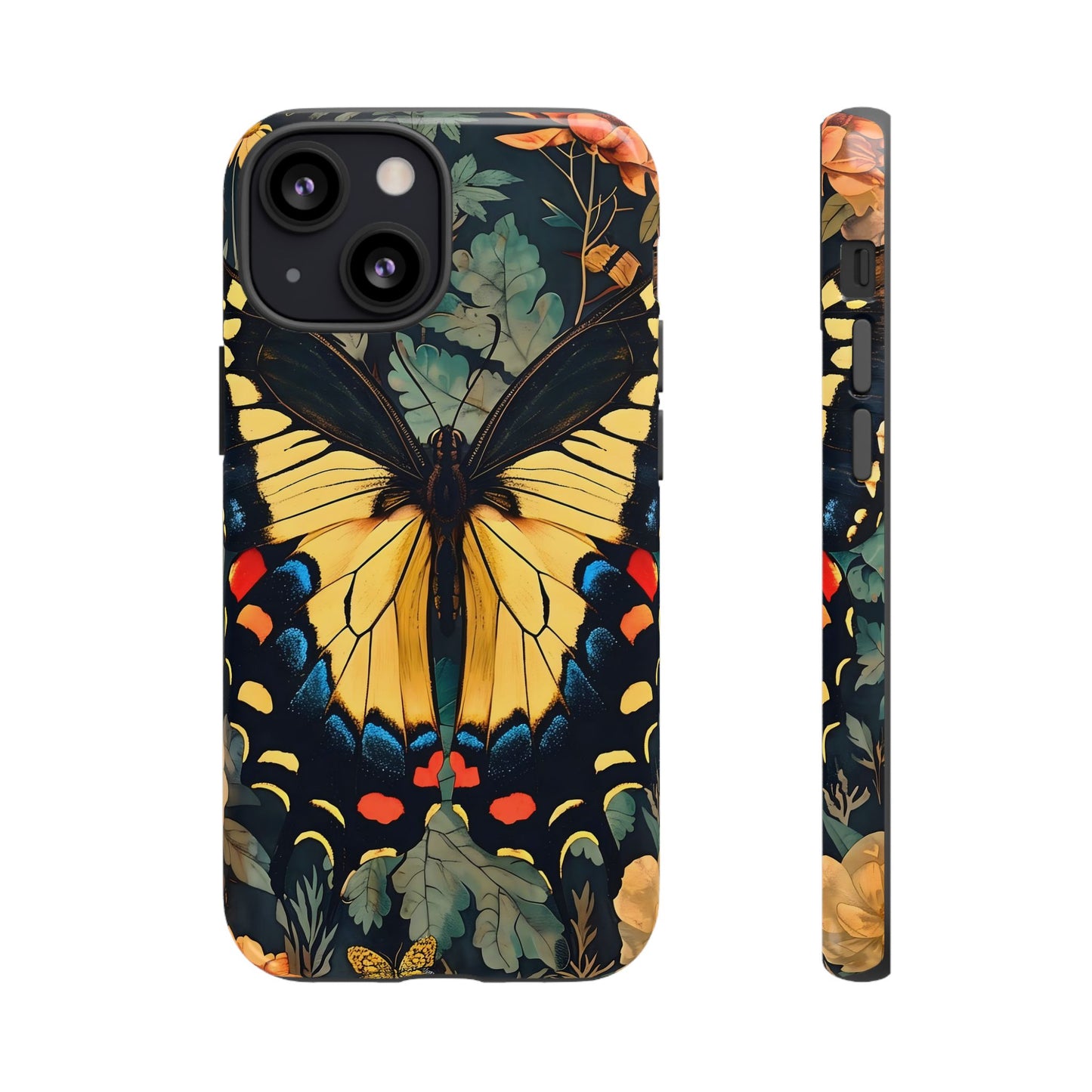 Butterfly Floral Phone Case, Art-inspire Tough Case, Gift for Nature Lovers, Butterfly Pattern Cover, Eco-Friendly Mobile Accessory