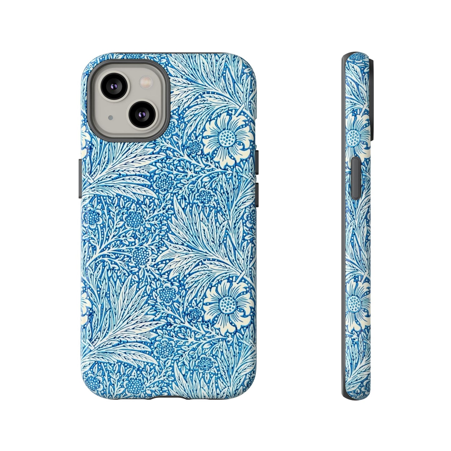 Stylish Phone Case, Tough Floral Phone Cover, Fashionable Tech Accessory, Gift for Her, Blue Flower Design