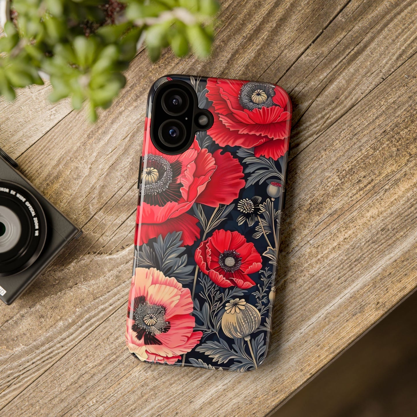 Floral Phone Case with Artistic Poppies, Tough Cases, Flower Design, Nature Lover Gift, Customizable Mobile Cover, Stylish Phone Accessories