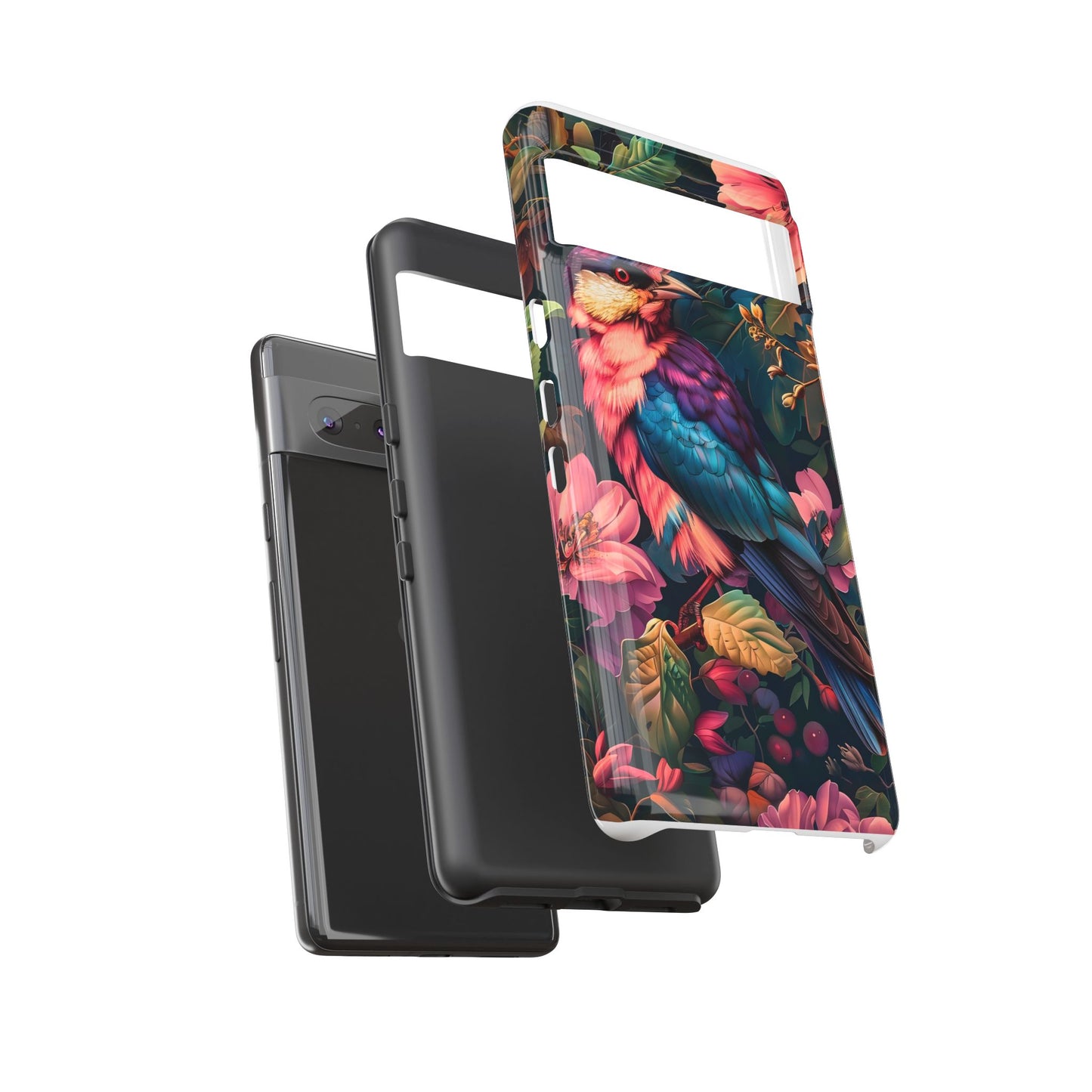 Tough Cases: Vibrant Tropical Bird Phone Case, Floral Smartphone Cover, Nature Lover Gift, Boho Phone Accessory, Cute Bird Case