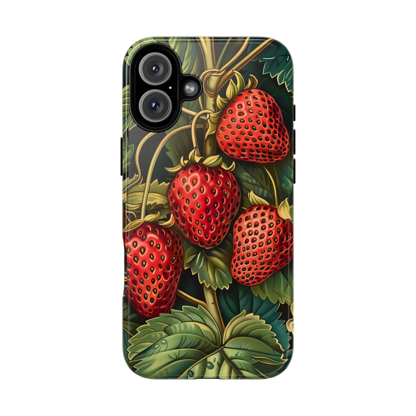 Strawberry Phone Case, Tough Berry Case, Floral Phone Cover, Cute Smartphone Shell, Nature-Inspired Gift