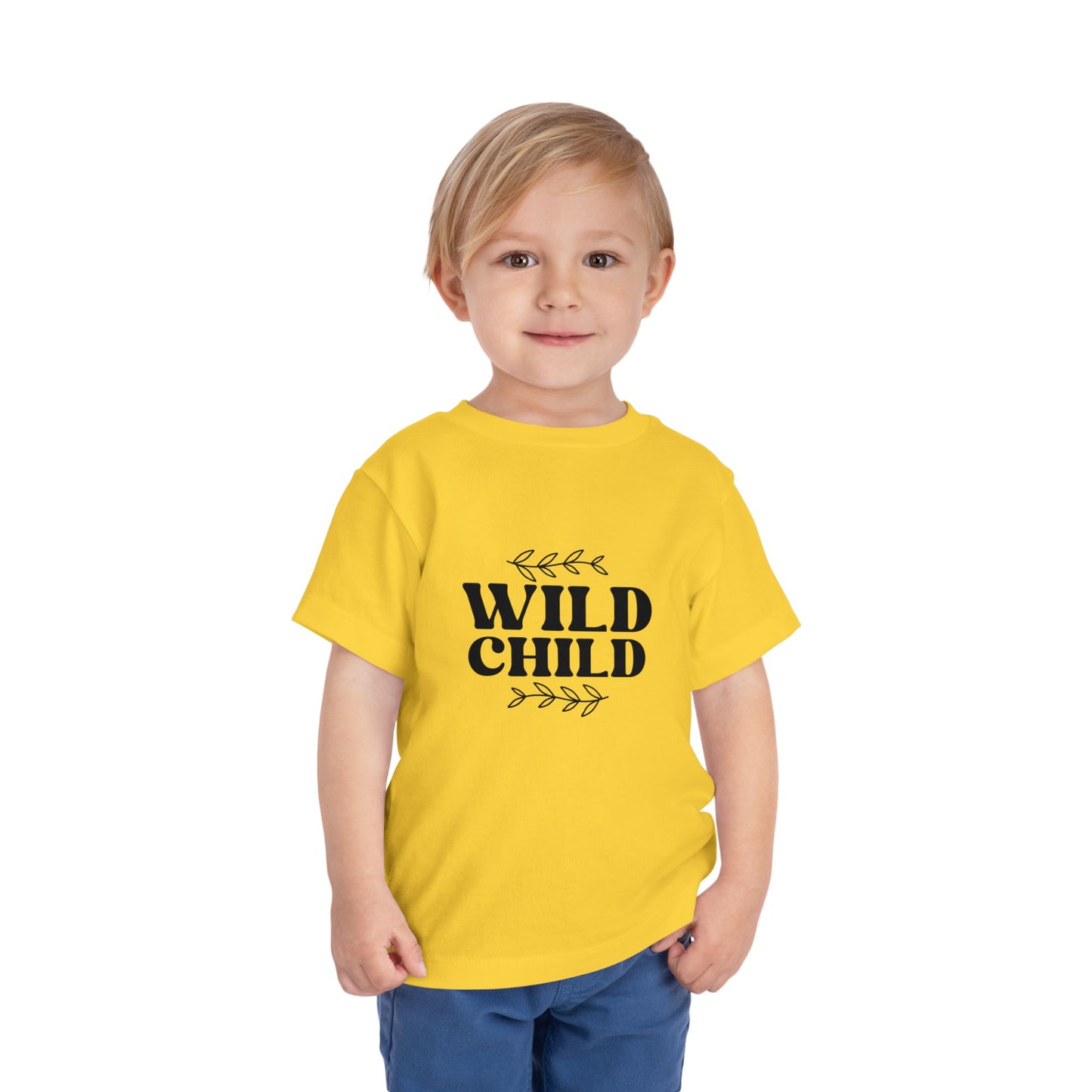 Toddler Tee - Wild Child Boho Retro Typography Design - Fun & Playful Short Sleeve Shirt