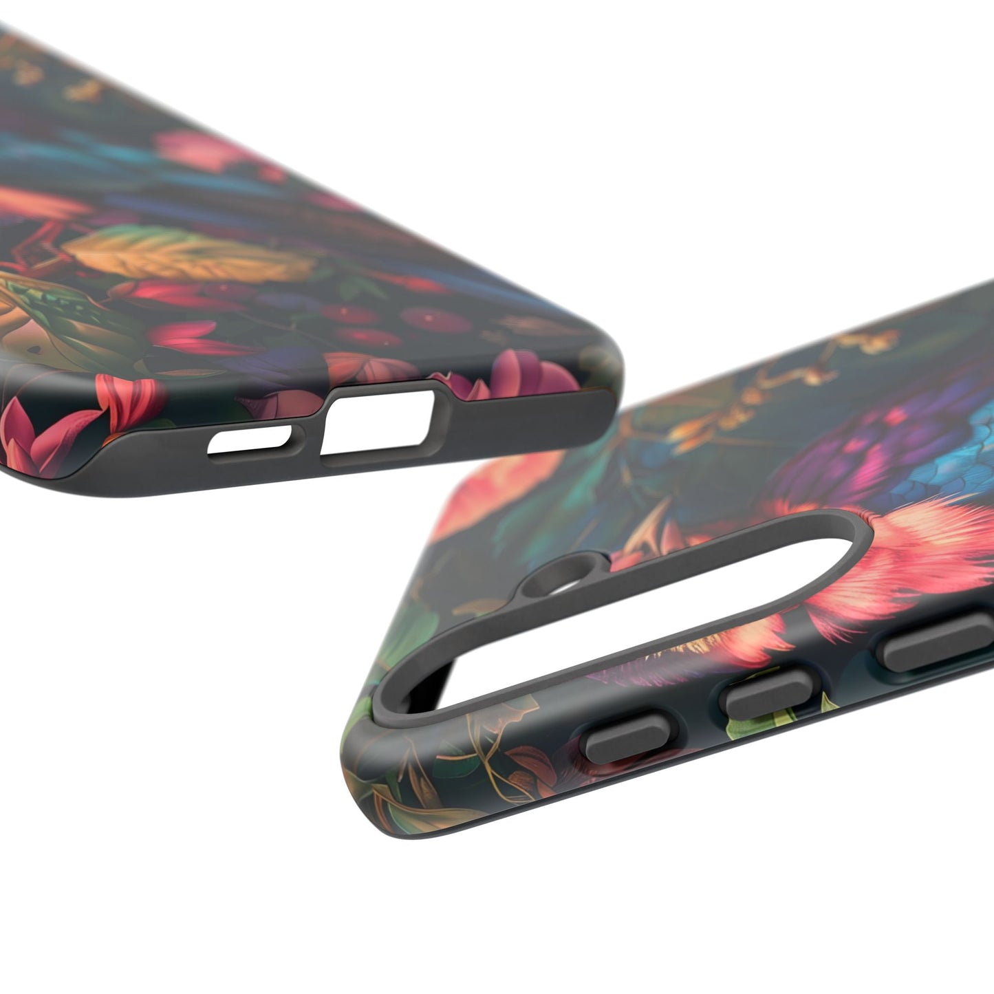 Vibrant Phone Case, Tropical Bird Design, Tough Phone Cover, Floral Tech Accessory, Gift for Nature Lovers
