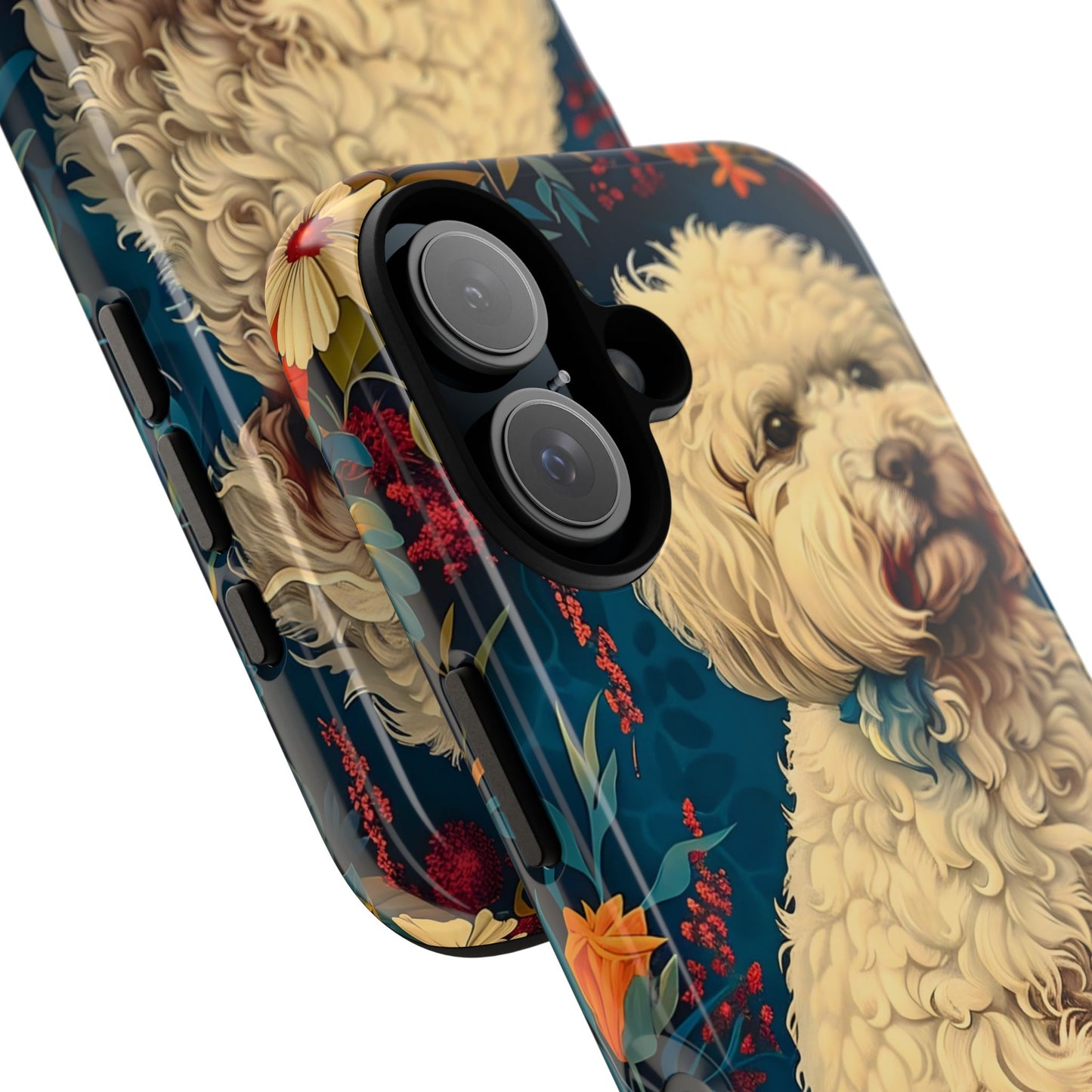 Cute Dog Phone Case, Pet Lover Gift, Floral Design Tough Case, Custom Dog Art, Birthday Gift for Dog Owners, Unique Phone Accessories