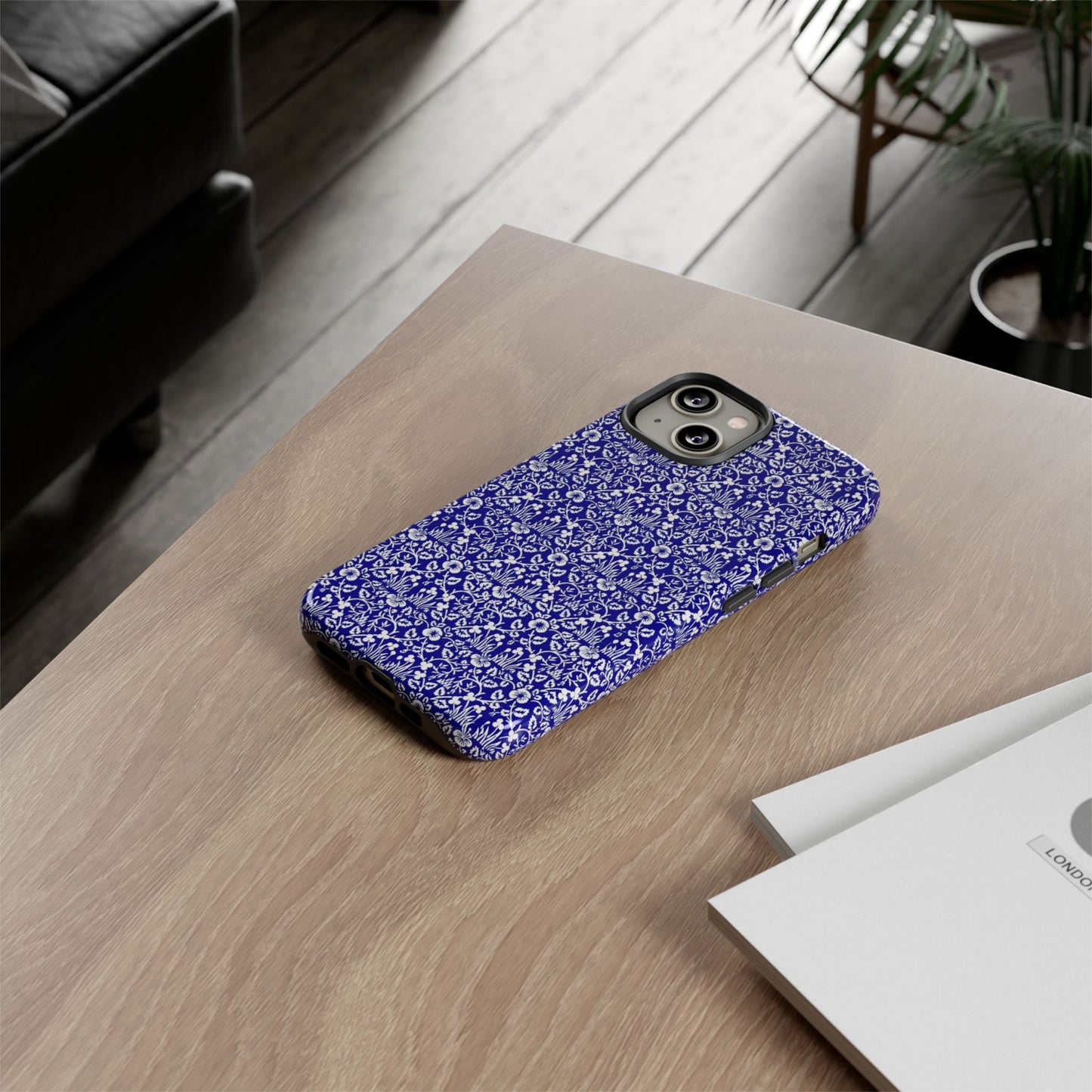 Elegant Floral Phone Case - Tough Cases, Blue Floral Design, Stylish Phone Accessory, Unique Gift, Modern Tech Protection