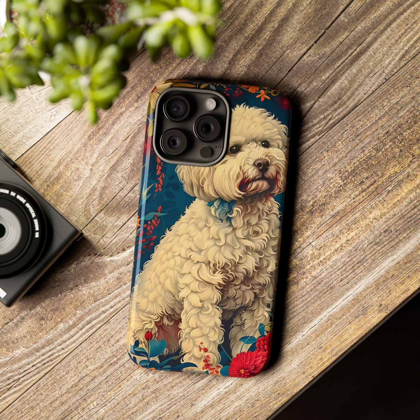Cute Dog Phone Case, Pet Lover Gift, Floral Design Tough Case, Custom Dog Art, Birthday Gift for Dog Owners, Unique Phone Accessories