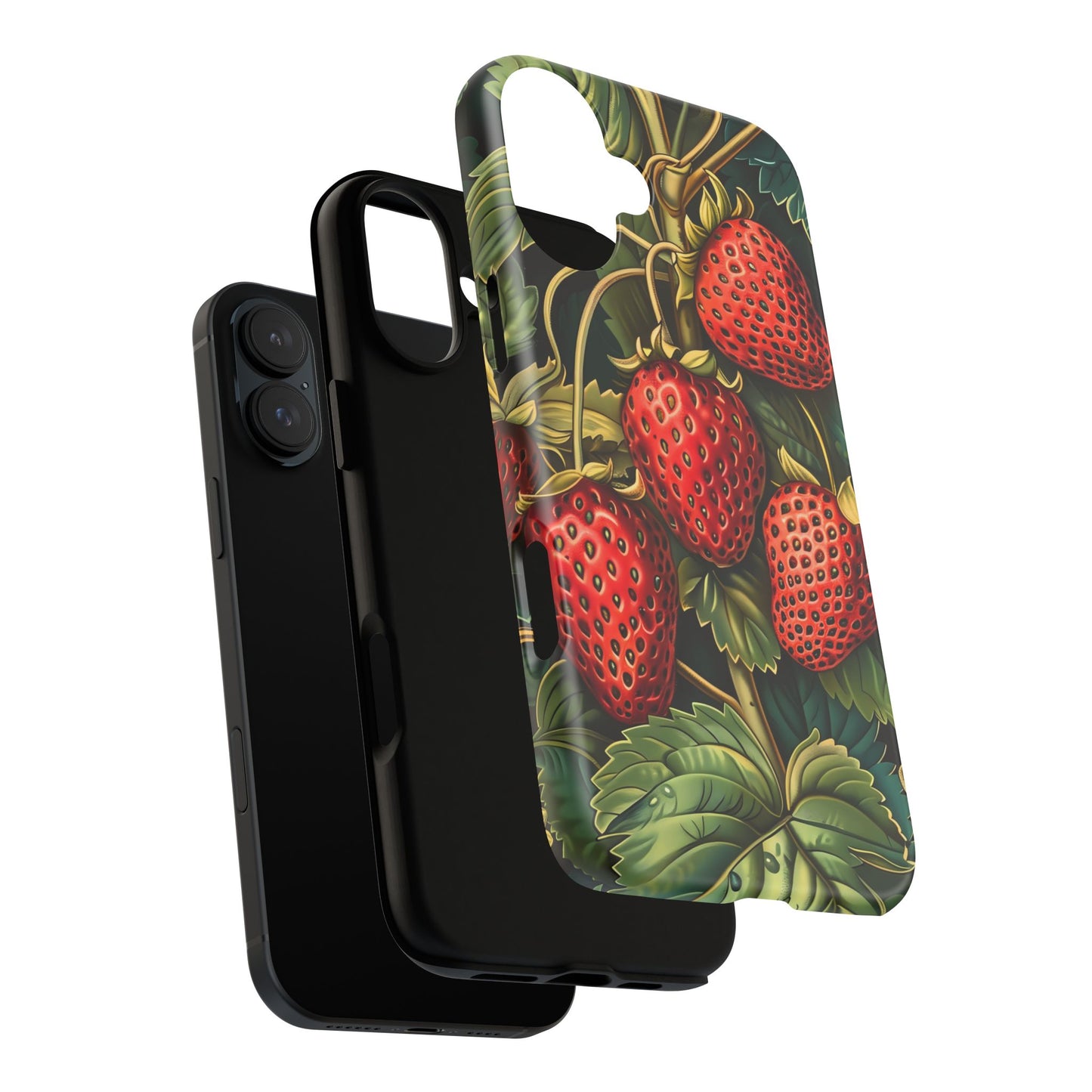 Strawberry Phone Case, Tough Berry Case, Floral Phone Cover, Cute Smartphone Shell, Nature-Inspired Gift