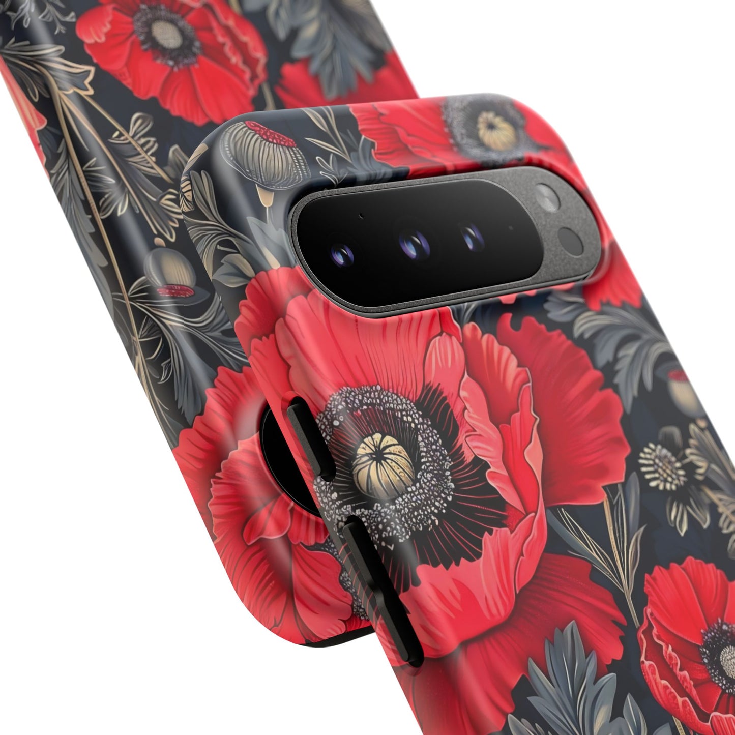 Floral Phone Case with Artistic Poppies, Tough Cases, Flower Design, Nature Lover Gift, Customizable Mobile Cover, Stylish Phone Accessories