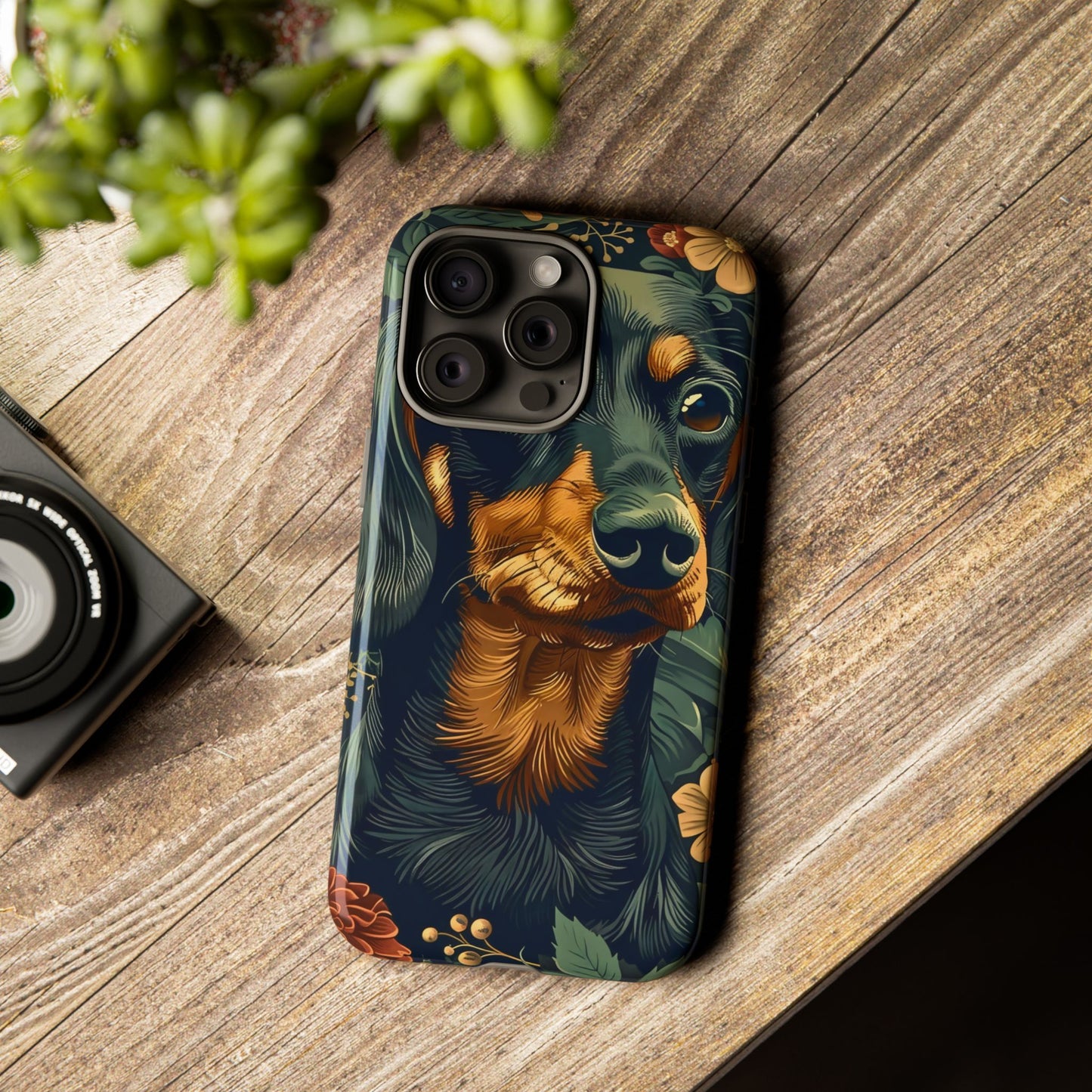 Dachshund Phone Case, Floral Pet Phone Cover, Dog Lover Gift, Tough Phone Case, Custom Dachshund Design, Unique Dog Owner Accessory