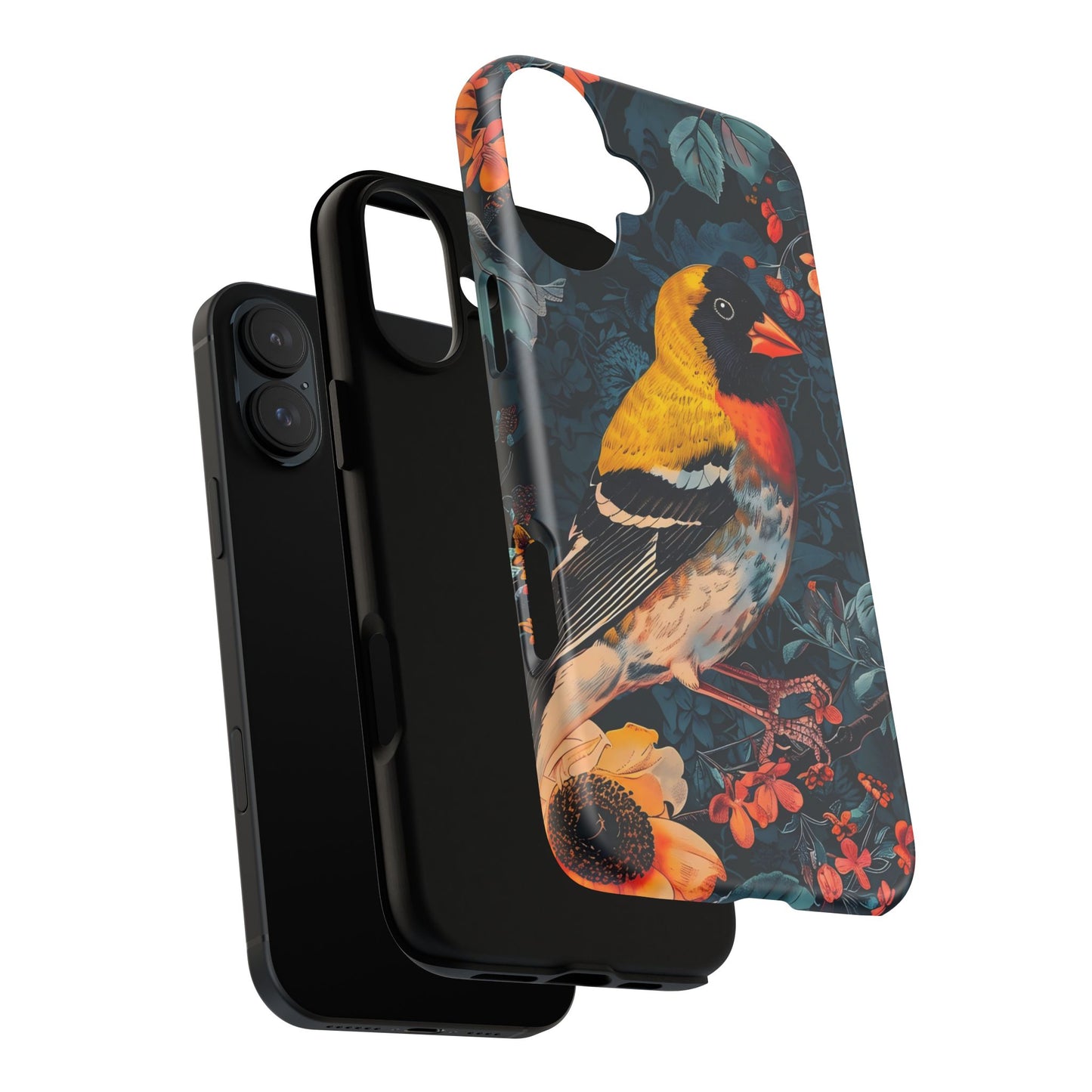 Colorful Bird Phone Case, Floral Phone Cover, Tough Phone Protector, Nature Lover Gift, Botanical Case, Unique Mobile Accessory