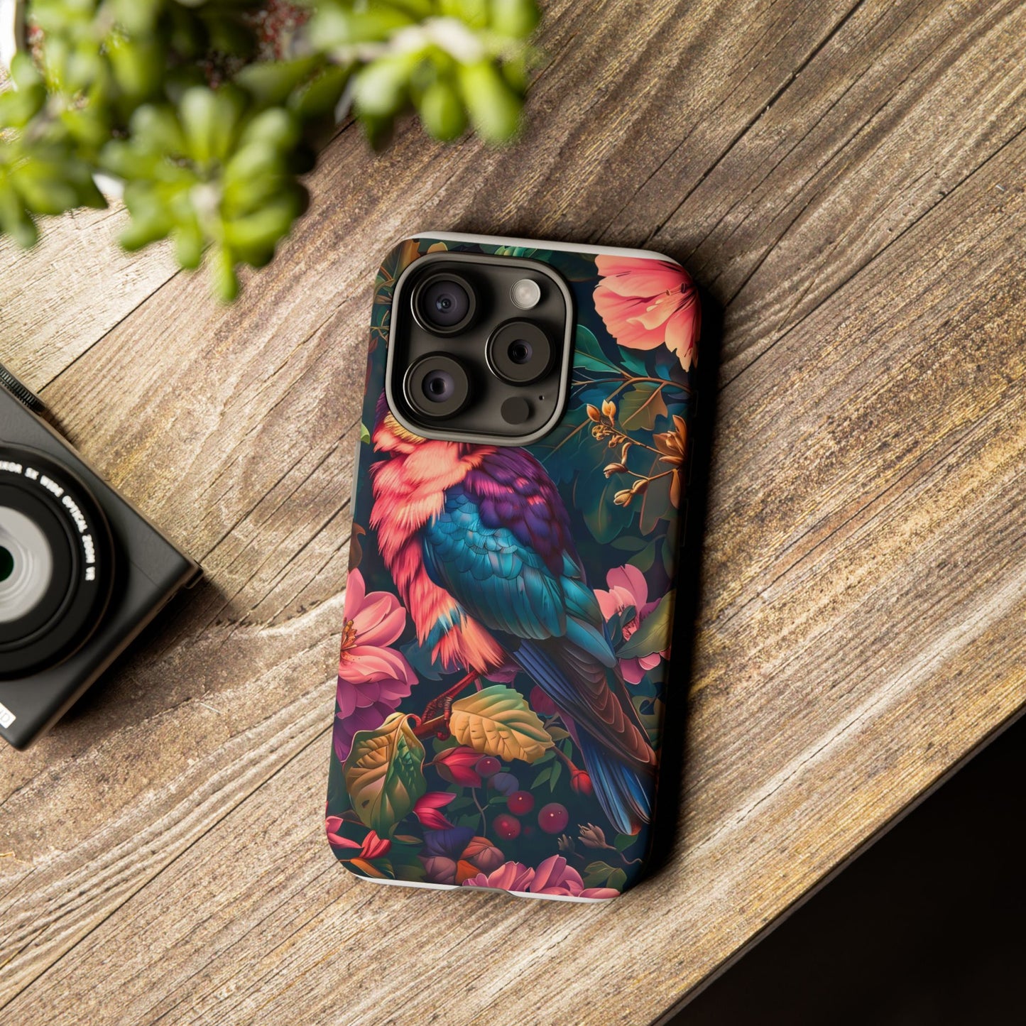 Tough Cases: Vibrant Tropical Bird Phone Case, Floral Smartphone Cover, Nature Lover Gift, Boho Phone Accessory, Cute Bird Case