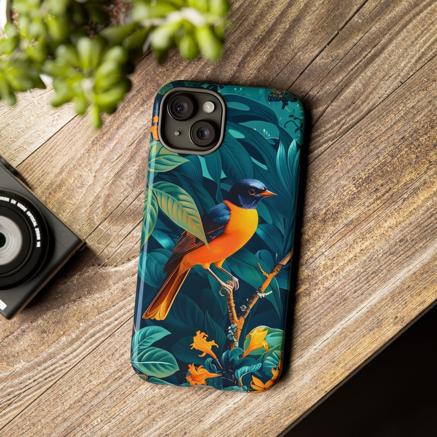 Tough Cases: Vibrant Bird Phone Case, Nature Lover Gift, Eco-Friendly Cover, Floral Design, Spring Decor