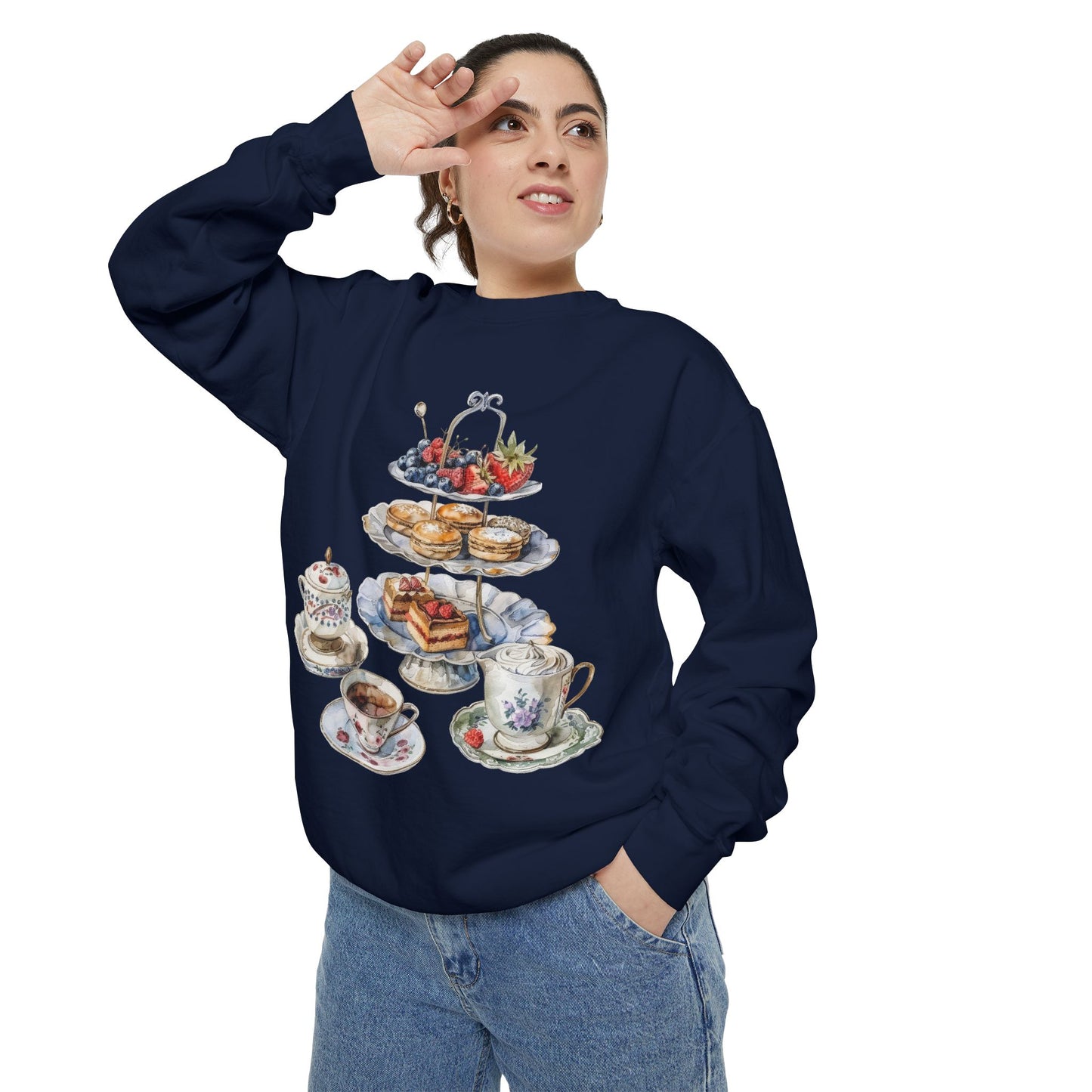 Unisex Garment-Dyed Sweatshirt - Elegance on a Plate - British Royal Dining