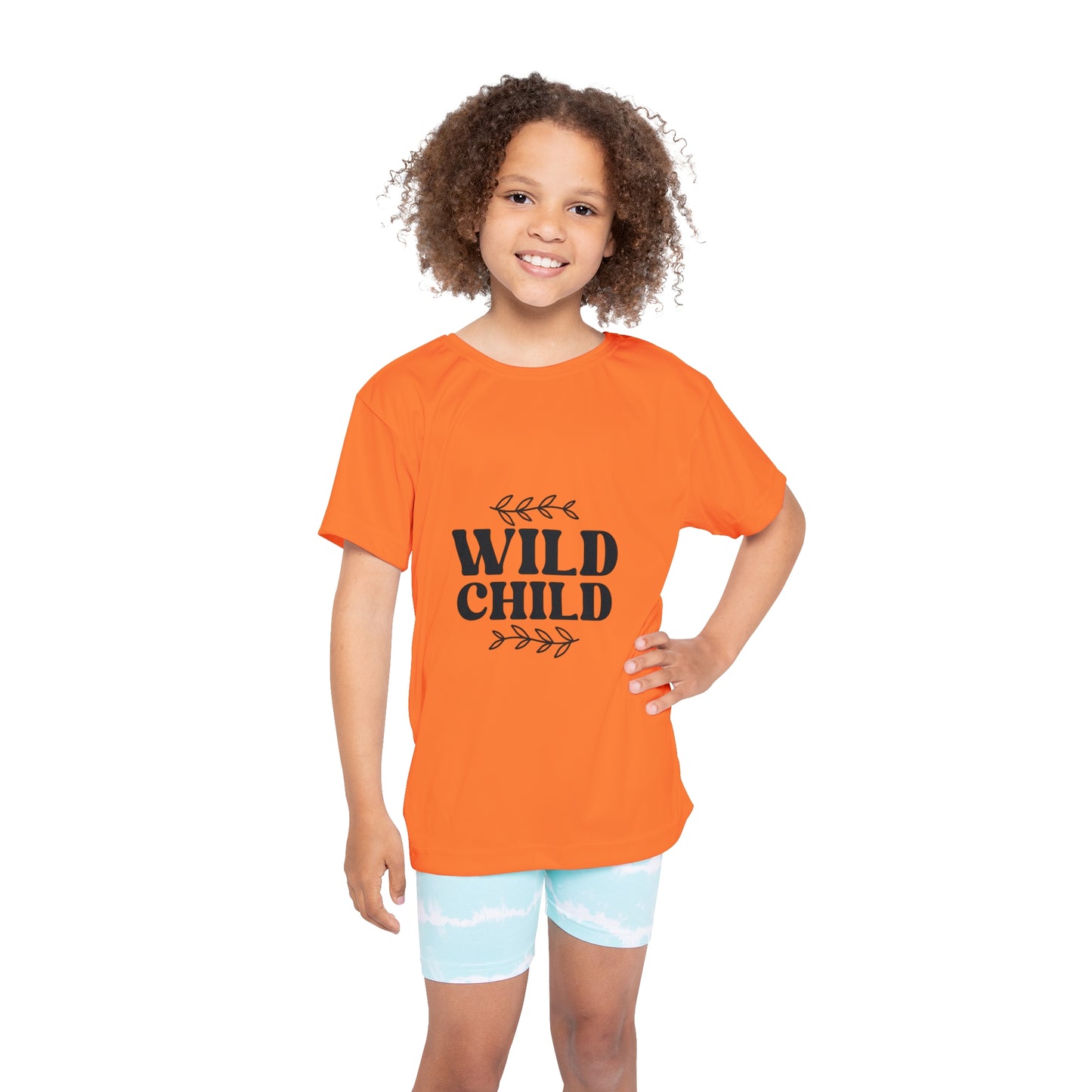Kids Sports Jersey - Boho Wild Child Sublimation Graphic - Bright Orange Athletic Tee for Active Children