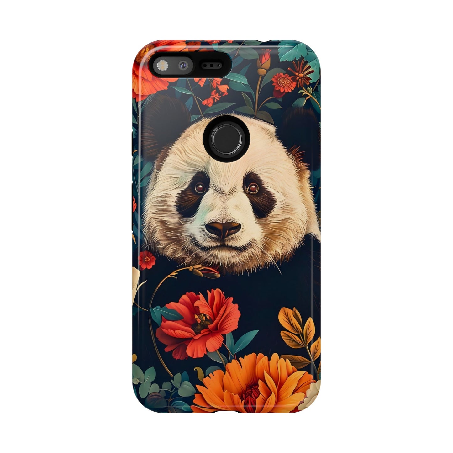 Panda Floral Phone Case, Tough Cases, Cute Animal Case, Floral Design, Gifts for Animal Lovers, Phone Accessories