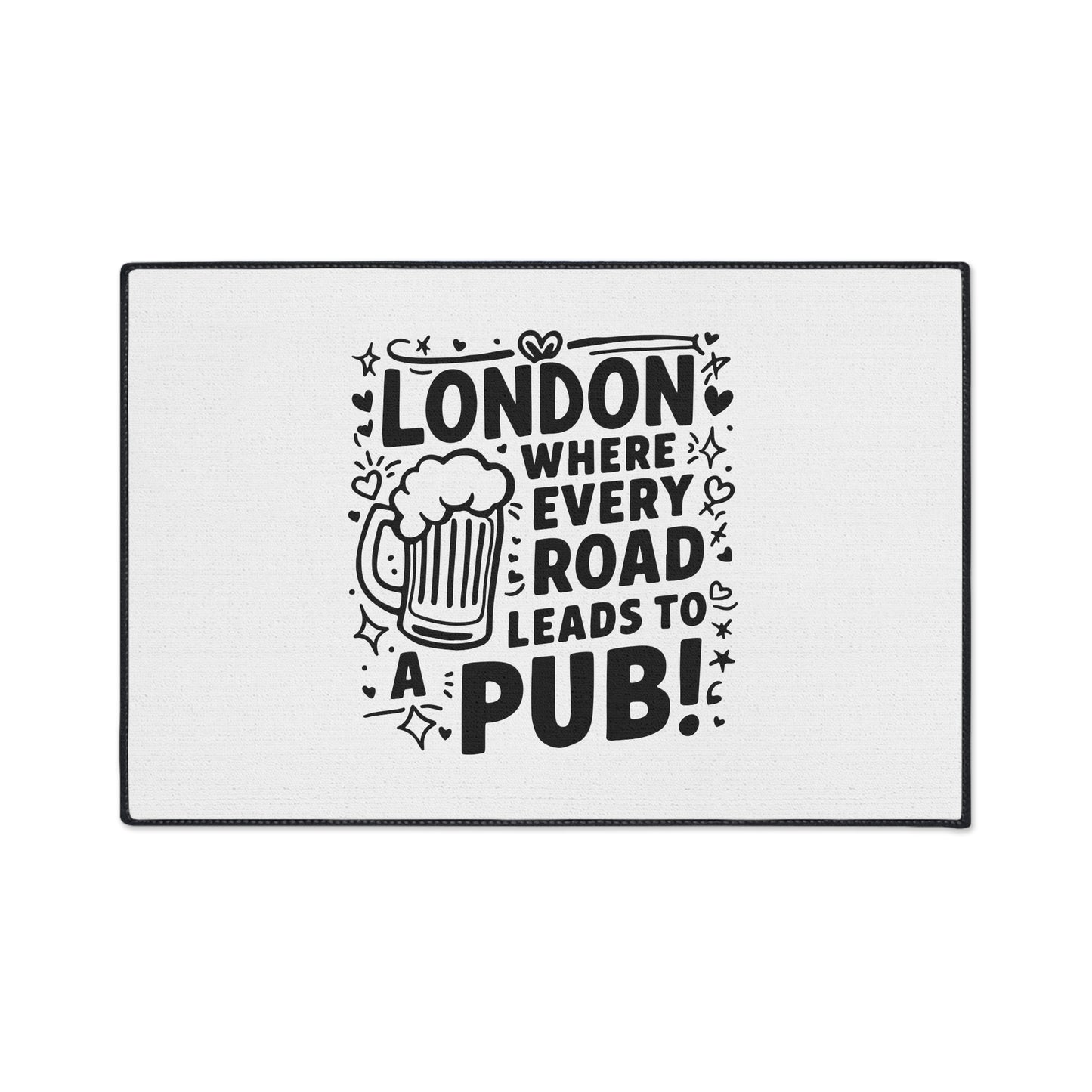 London Pub Themed Heavy Duty Floor Mat | Ideal for Home Bars, Man Caves, Kitchen or Entryway Decor, Pub Lover Gift, Housewarming