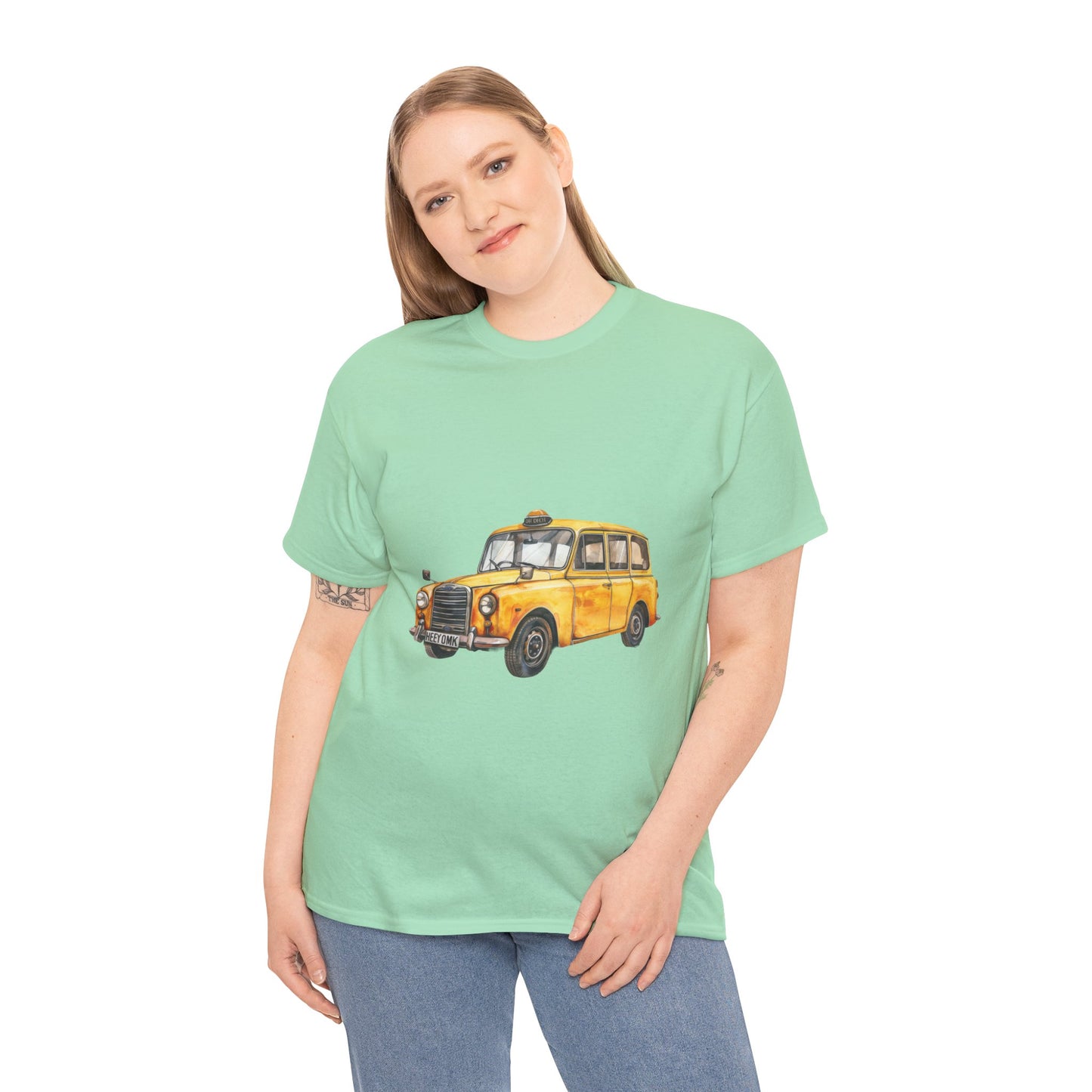 Unisex Heavy Cotton Tee - British Vintage Car - Classic Elegance and Timeless Style