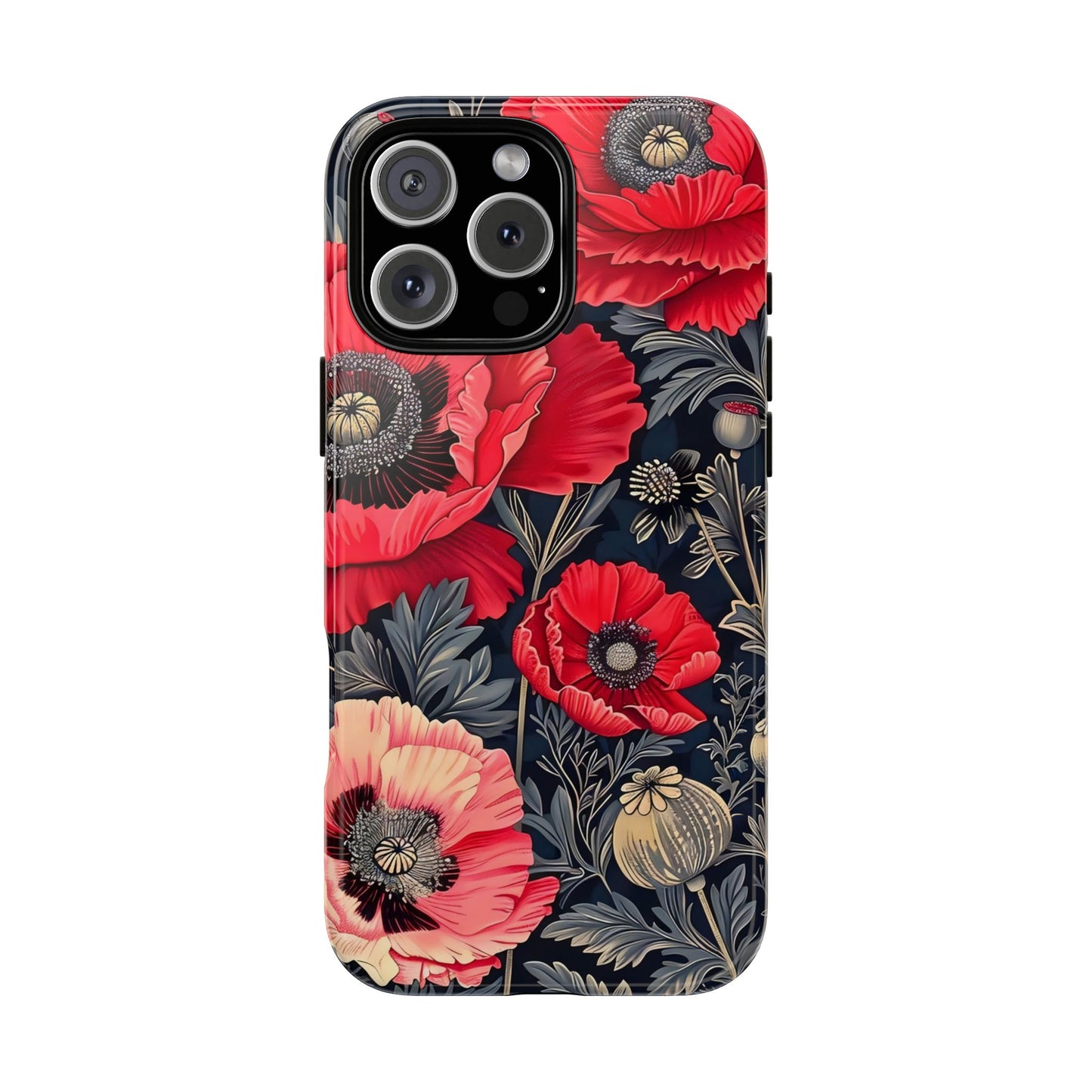 Floral Phone Case with Artistic Poppies, Tough Cases, Flower Design, Nature Lover Gift, Customizable Mobile Cover, Stylish Phone Accessories