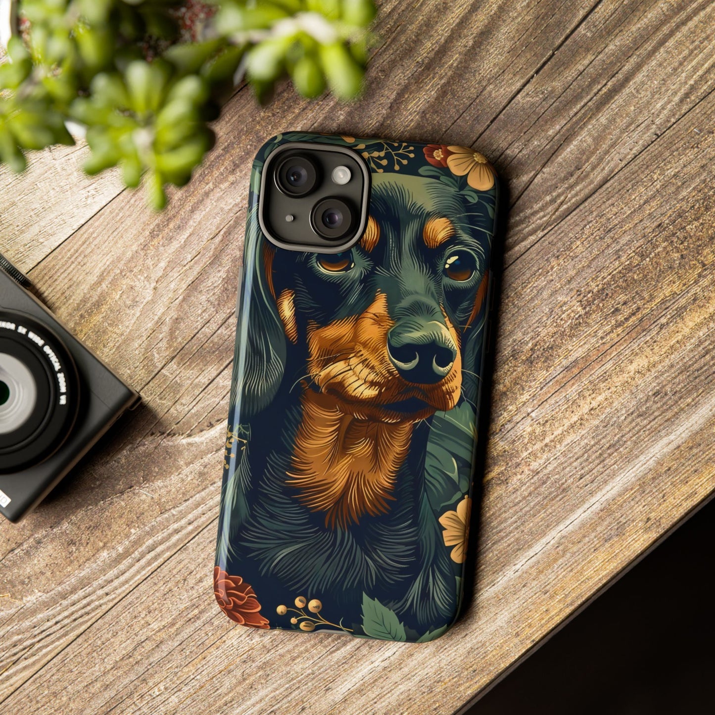 Dachshund Phone Case, Floral Pet Phone Cover, Dog Lover Gift, Tough Phone Case, Custom Dachshund Design, Unique Dog Owner Accessory