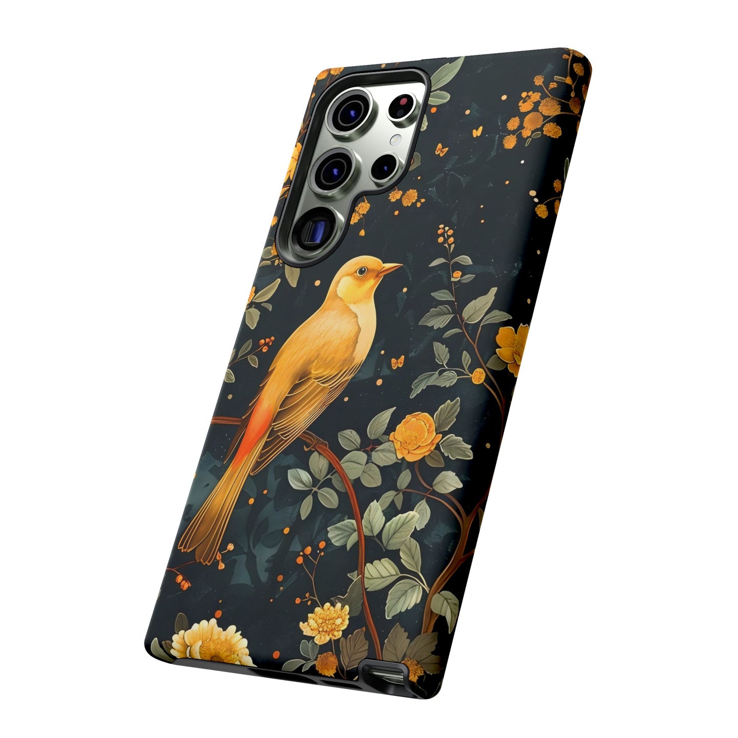 Floral Phone Case, Tough Cases with Bird Design, Nature Lover Gift, Stylish Protection, Birthday Present, Floral Phone Cover
