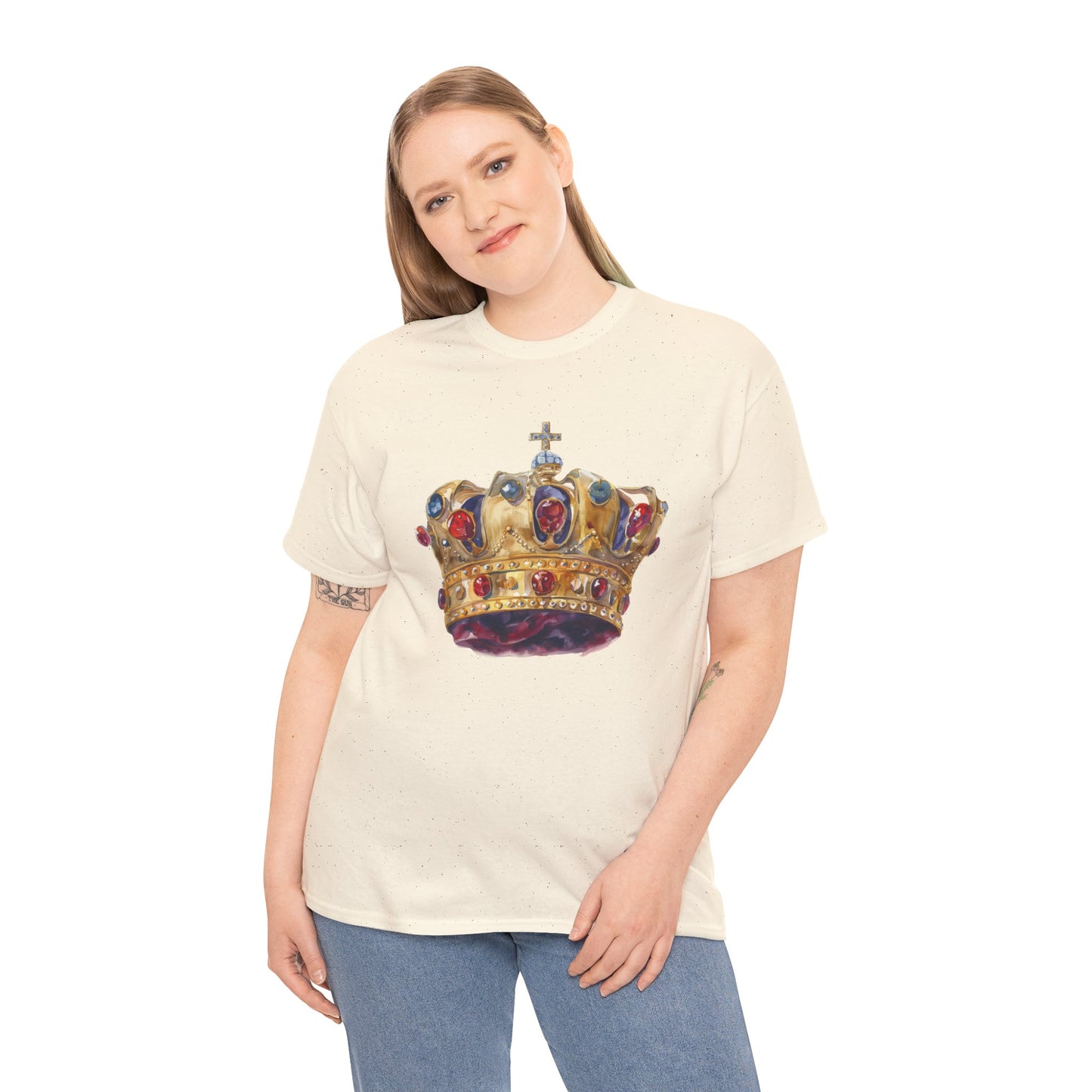 Unisex Heavy Cotton Tee - British Royal Crown Design - Iconic Symbol of Monarchy