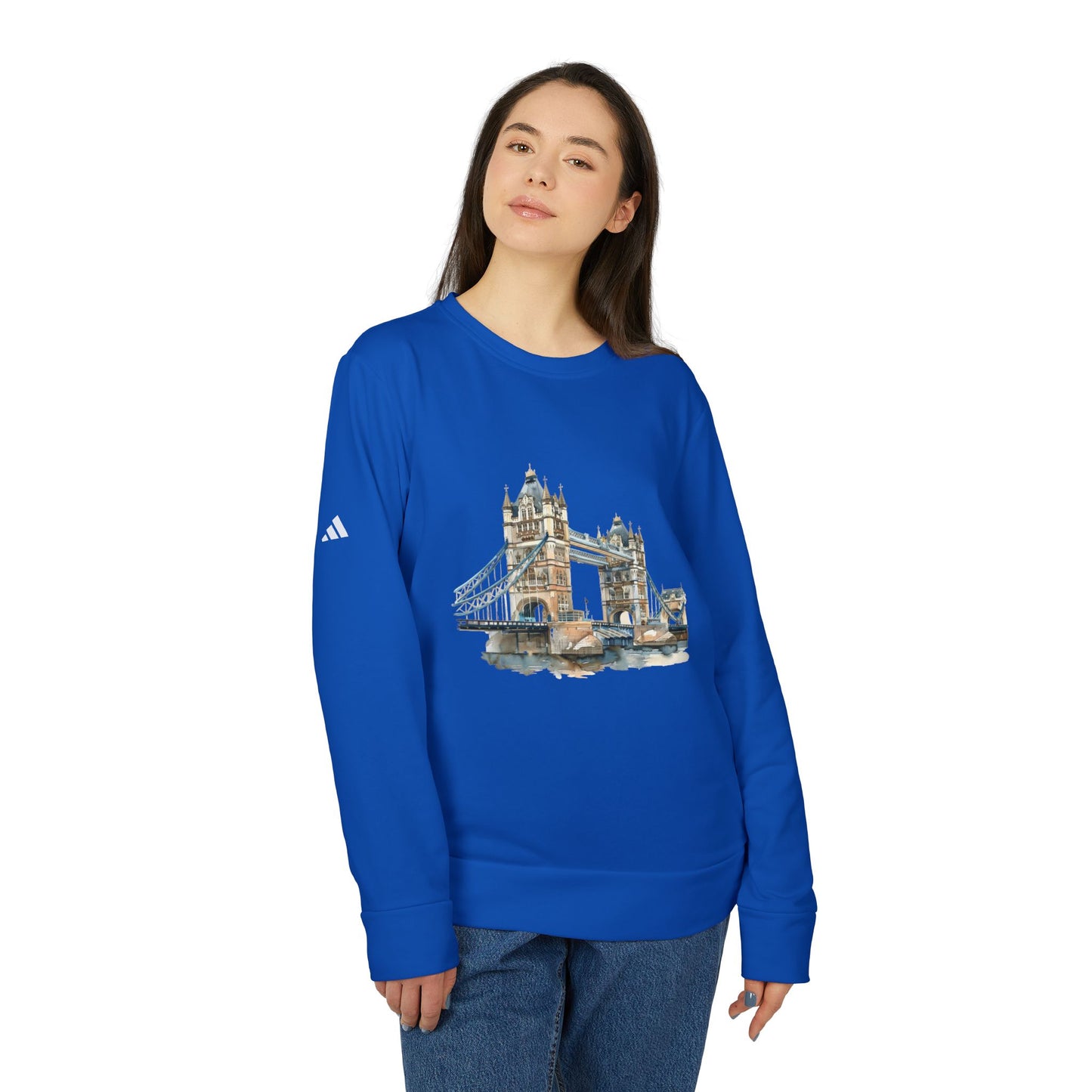 Adidas Unisex Fleece Crewneck Sweatshirt - London Bridge Design - Cozy Style for Travelers