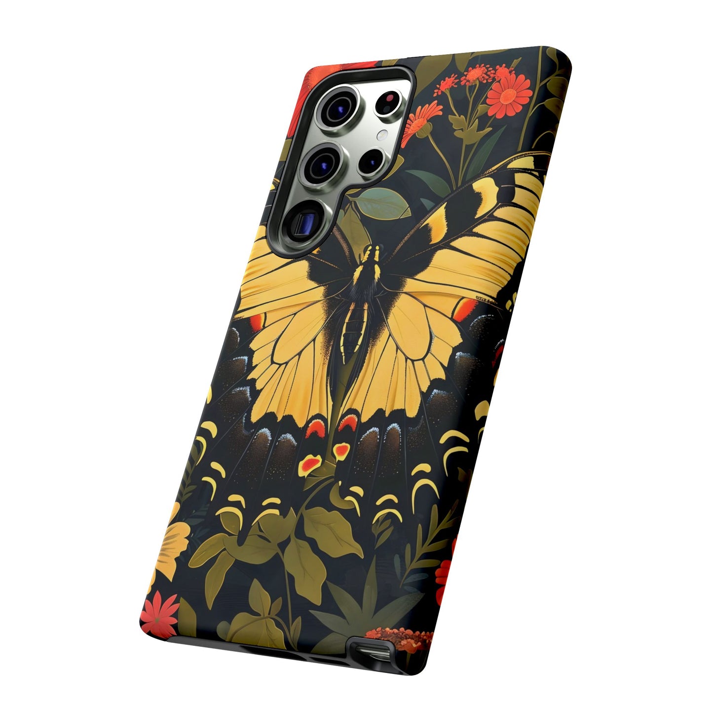 Butterfly Floral Phone Case, Tough Cases with Vibrant Design, Protective Cover for Nature Lovers, Gift for Her