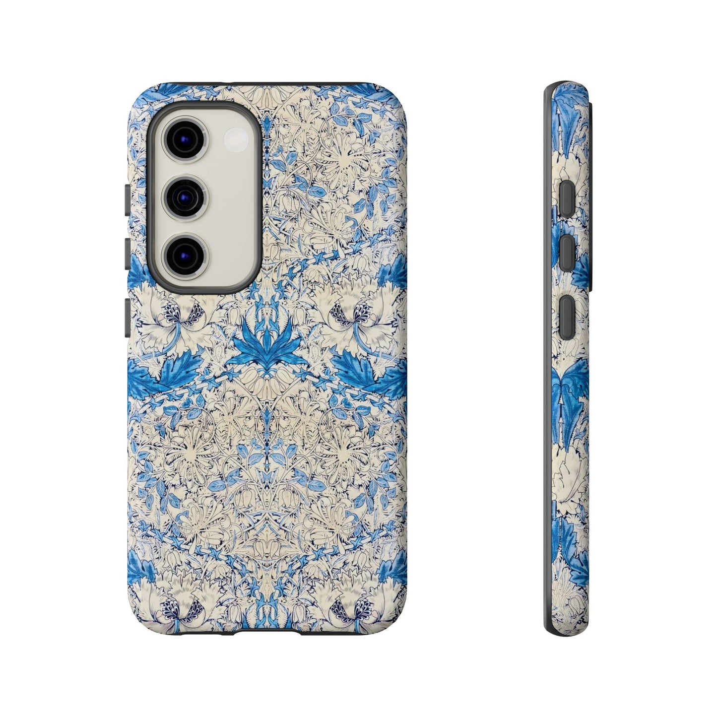 Elegant Floral Phone Case, Tough iPhone Cover, Stylish Mobile Protector, Blue Patterned Case, Unique Gift for Her