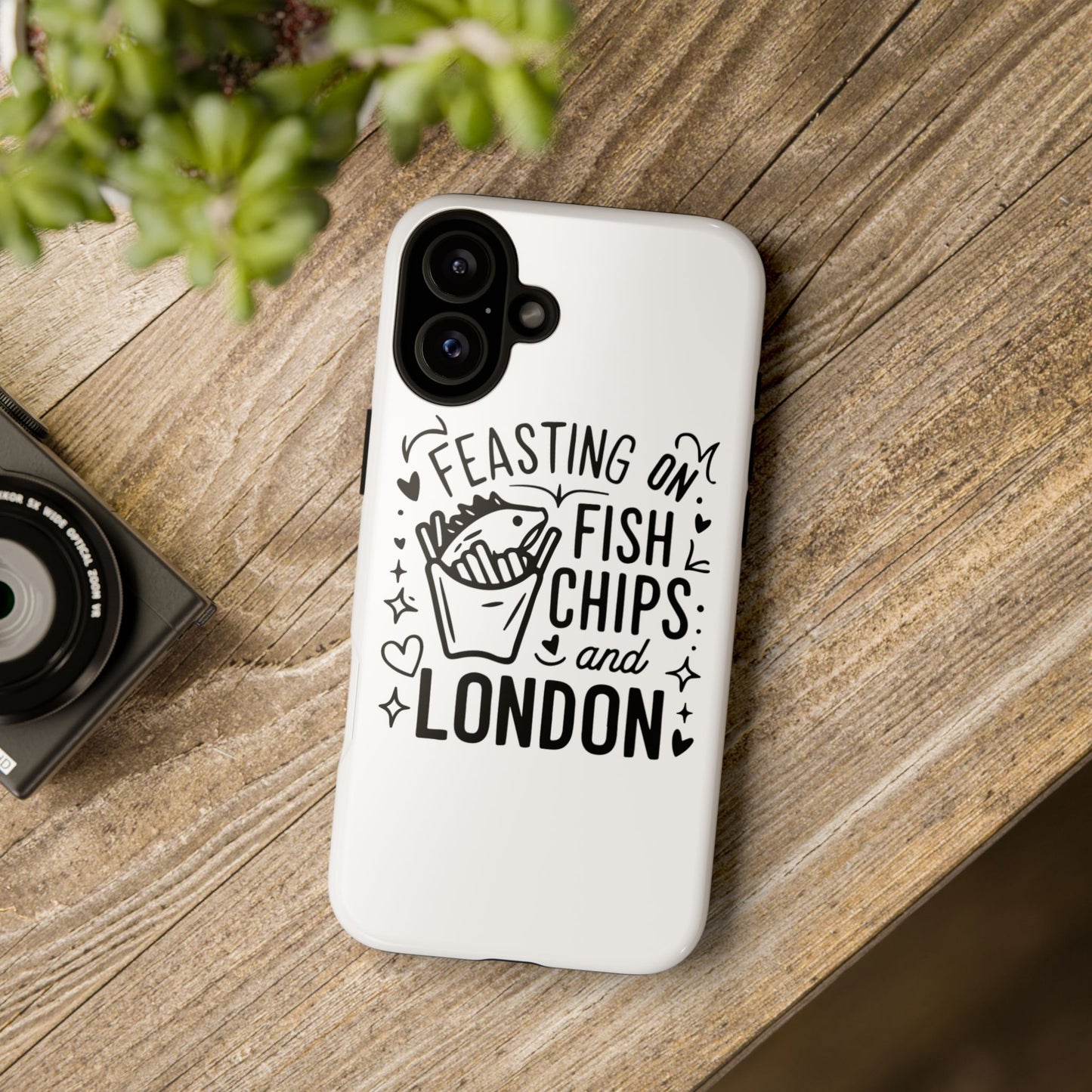 London Fish & Chips Phone Case | Fun Gift for Foodies, Travel Lovers, London Souvenir, Unique Accessories, Personalization Option