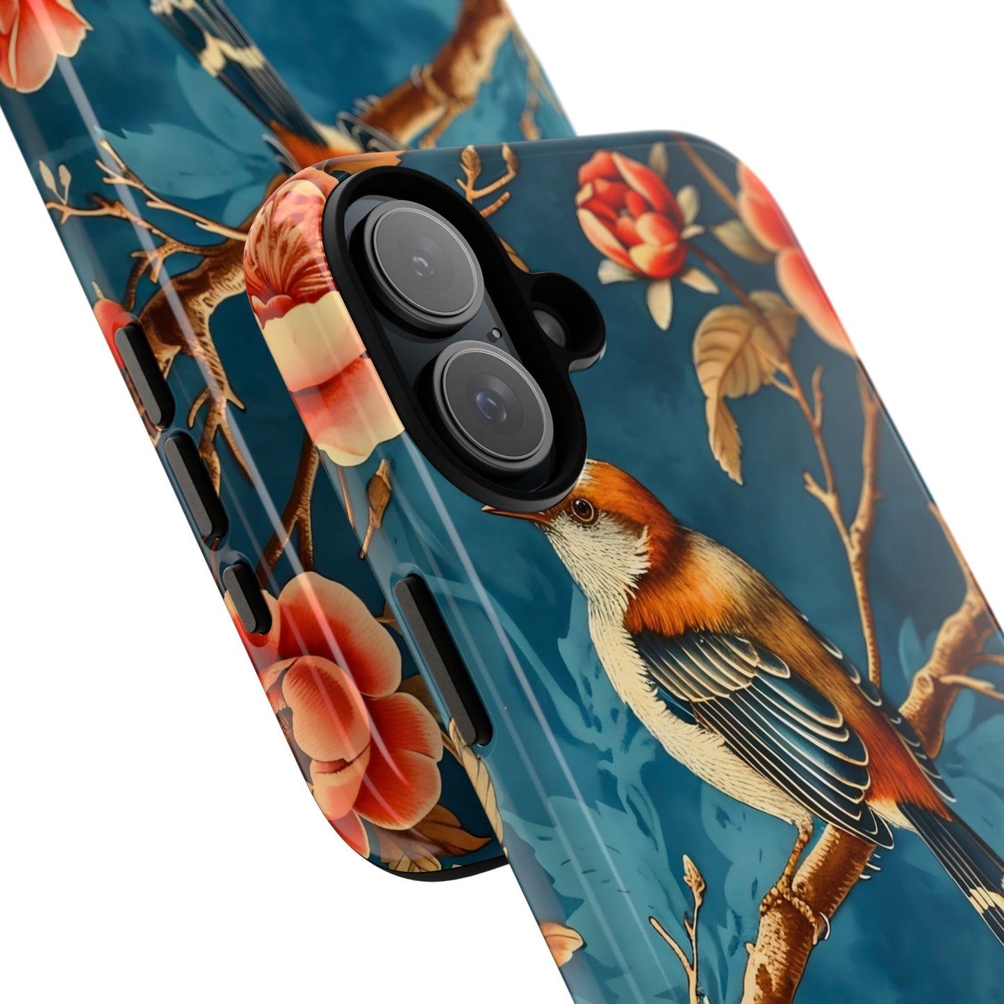 Bird & Floral Phone Case, Tough Cases for Nature Lovers, Gift for Her, Customizable Design, Vibrant Tech Accessories