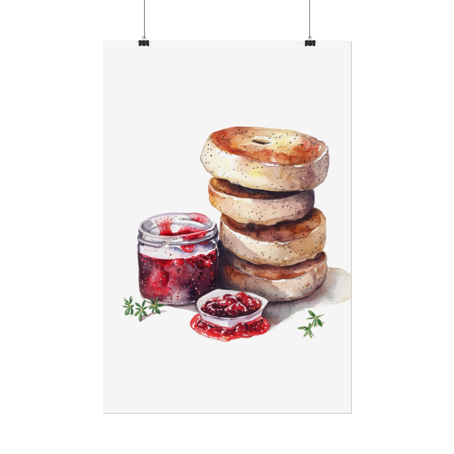 Breakfast Bagel Art Print, Foodie Decor, Kitchen Wall Art, Rolled Poster, Unique Food Gift, Home Cooking Decor
