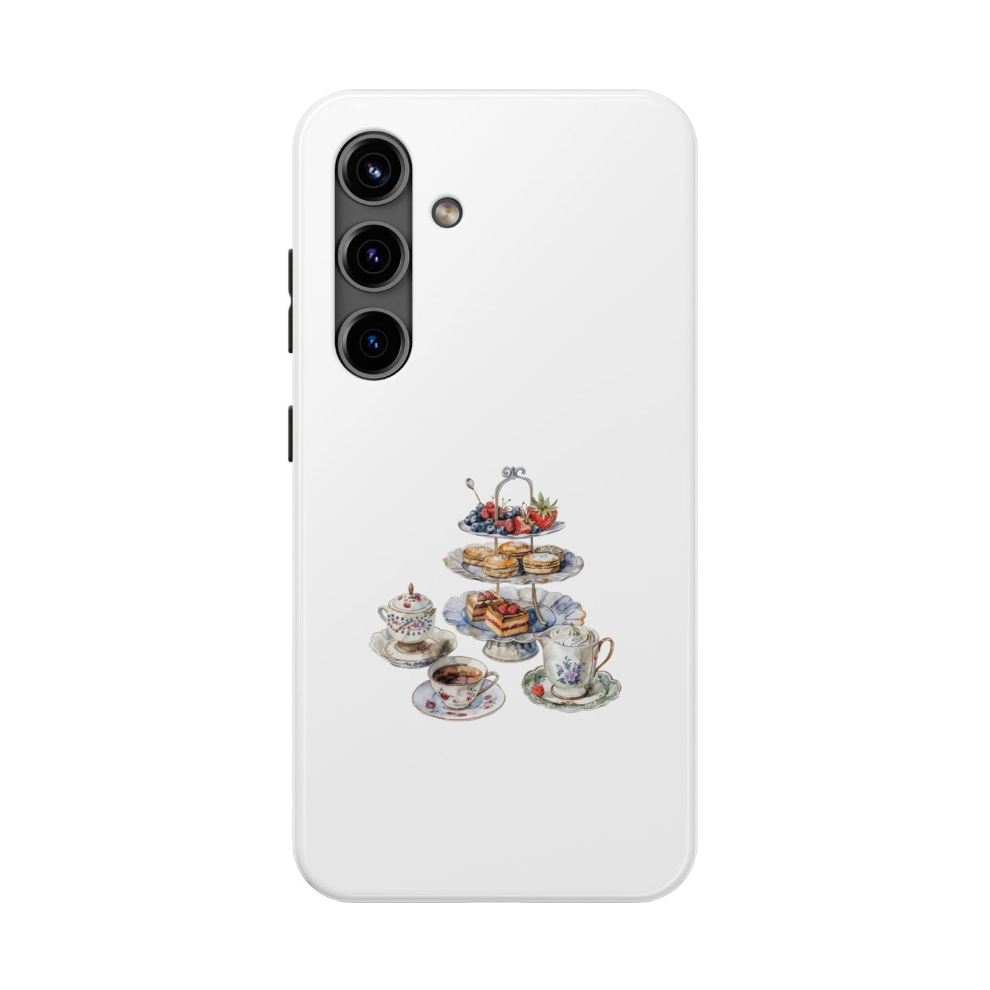 Vintage Tea Party Tough Phone Case - Durable Phone Protector with Charming Tea Set Design