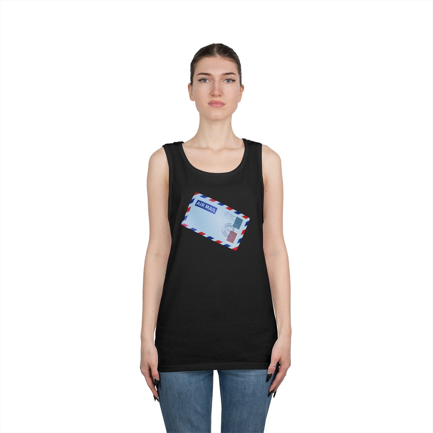 Unisex Heavy Cotton Tank Top - Vintage British Air Mail - Classic Postal Design