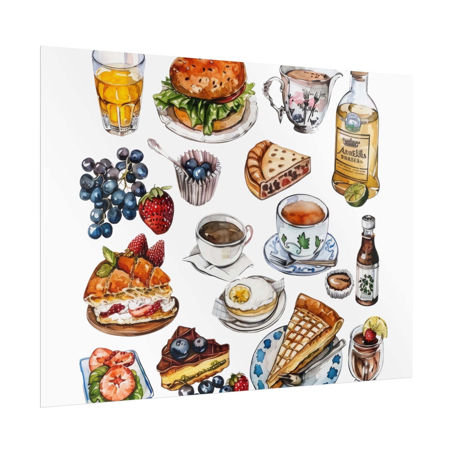 Foodie Wall Art Print, Kitchen Decor, Gourmet Food Poster, Culinary Art for Food Lovers, Cafe Aesthetic Home Decor