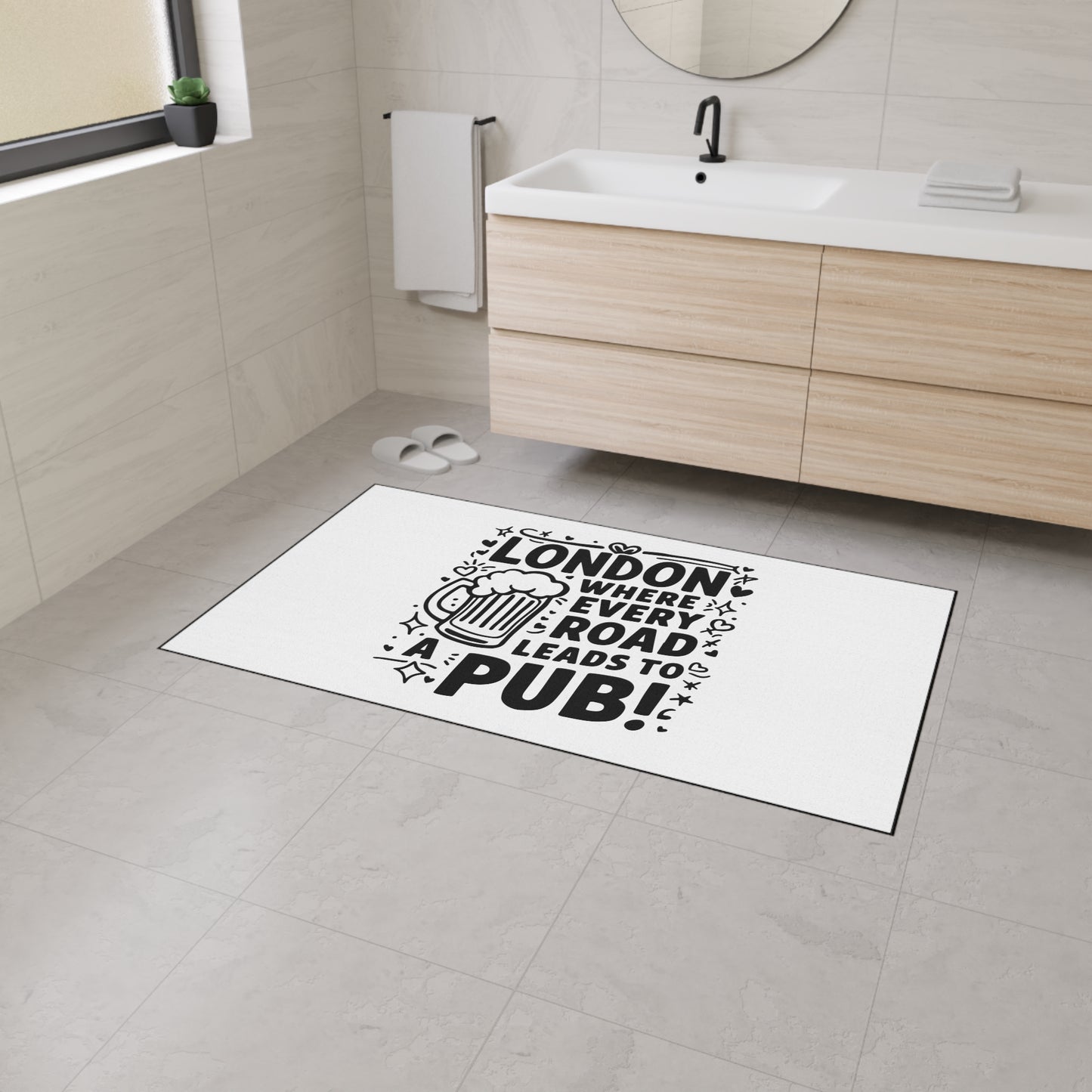 London Pub Themed Heavy Duty Floor Mat | Ideal for Home Bars, Man Caves, Kitchen or Entryway Decor, Pub Lover Gift, Housewarming