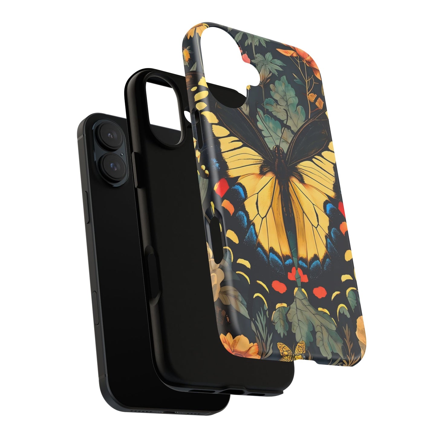 Butterfly Floral Phone Case, Art-inspire Tough Case, Gift for Nature Lovers, Butterfly Pattern Cover, Eco-Friendly Mobile Accessory