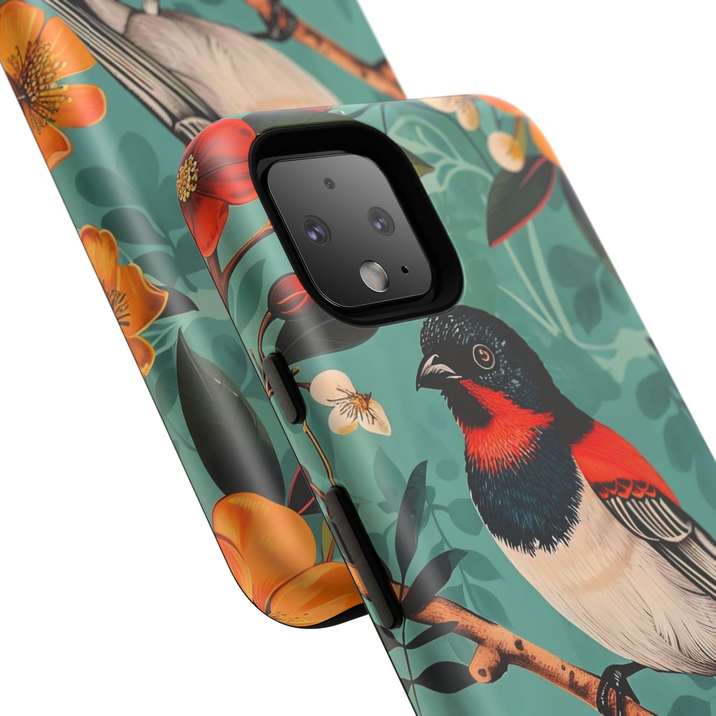 Tough Cases - Floral Bird Phone Case, Colorful Phone Cover, Nature Lover's Gift, Stylish Phone Accessory, Unique Gift Idea