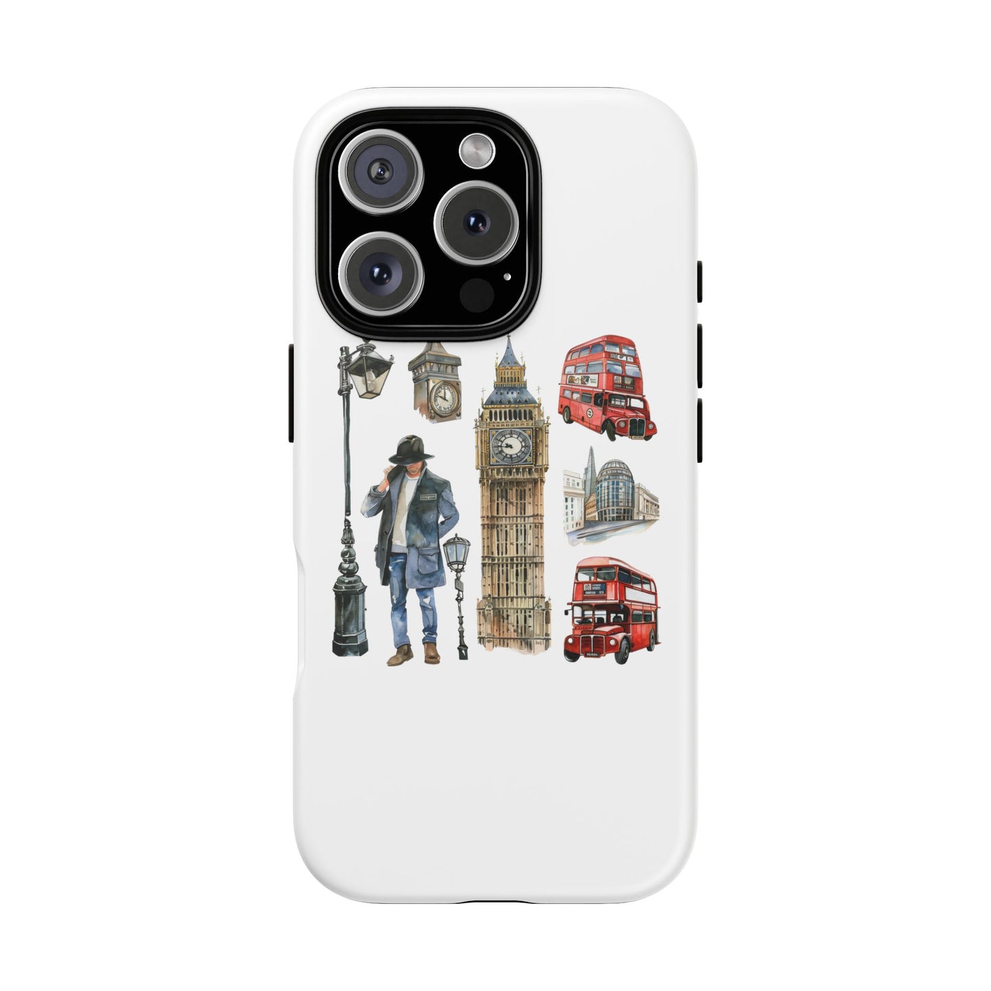 London Iconic Design Phone Case, Tough Cases, Gift for Travelers, London Souvenir, London Icons, Red Bus Phone Case