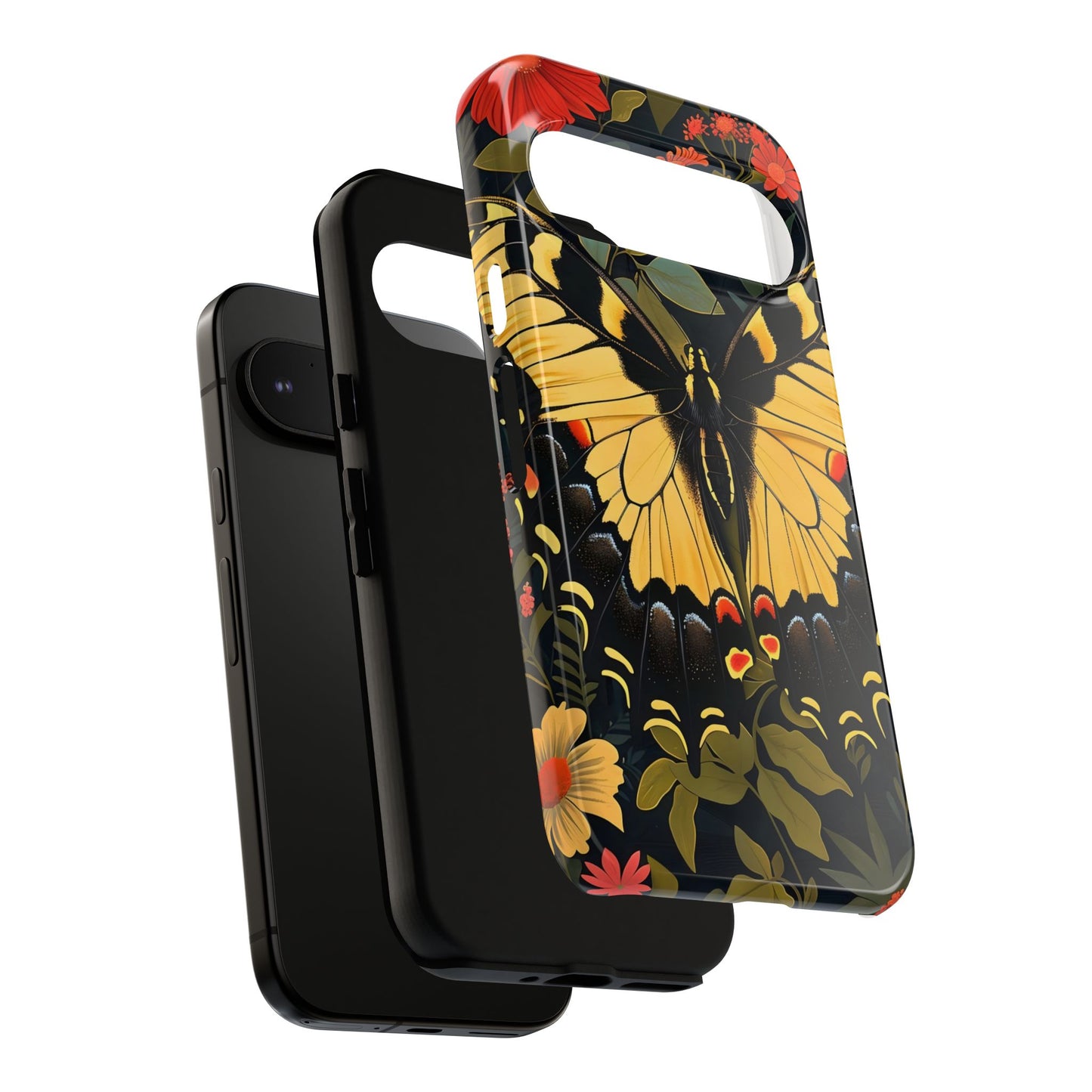 Butterfly Floral Phone Case, Tough Cases with Vibrant Design, Protective Cover for Nature Lovers, Gift for Her