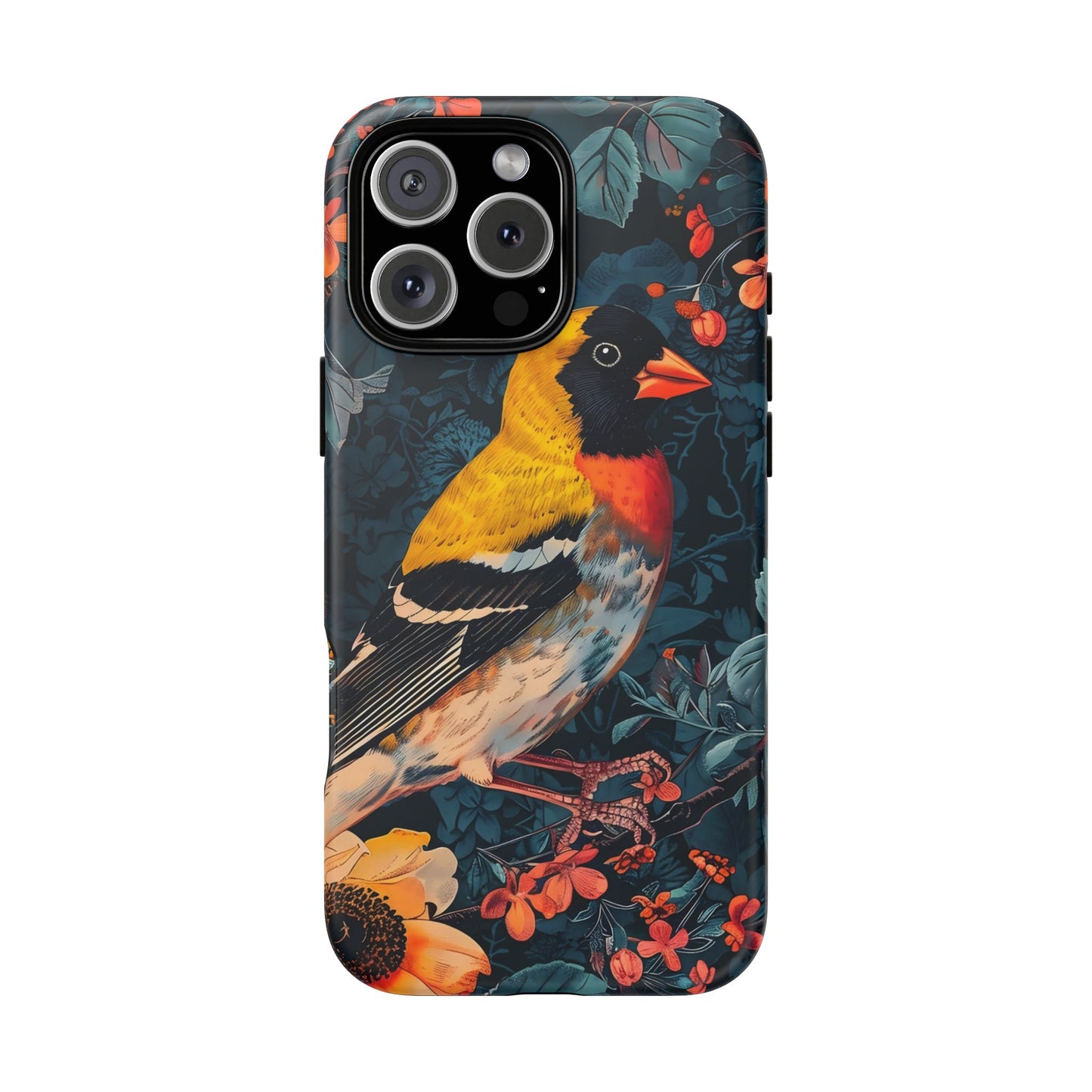 Colorful Bird Phone Case, Floral Phone Cover, Tough Phone Protector, Nature Lover Gift, Botanical Case, Unique Mobile Accessory