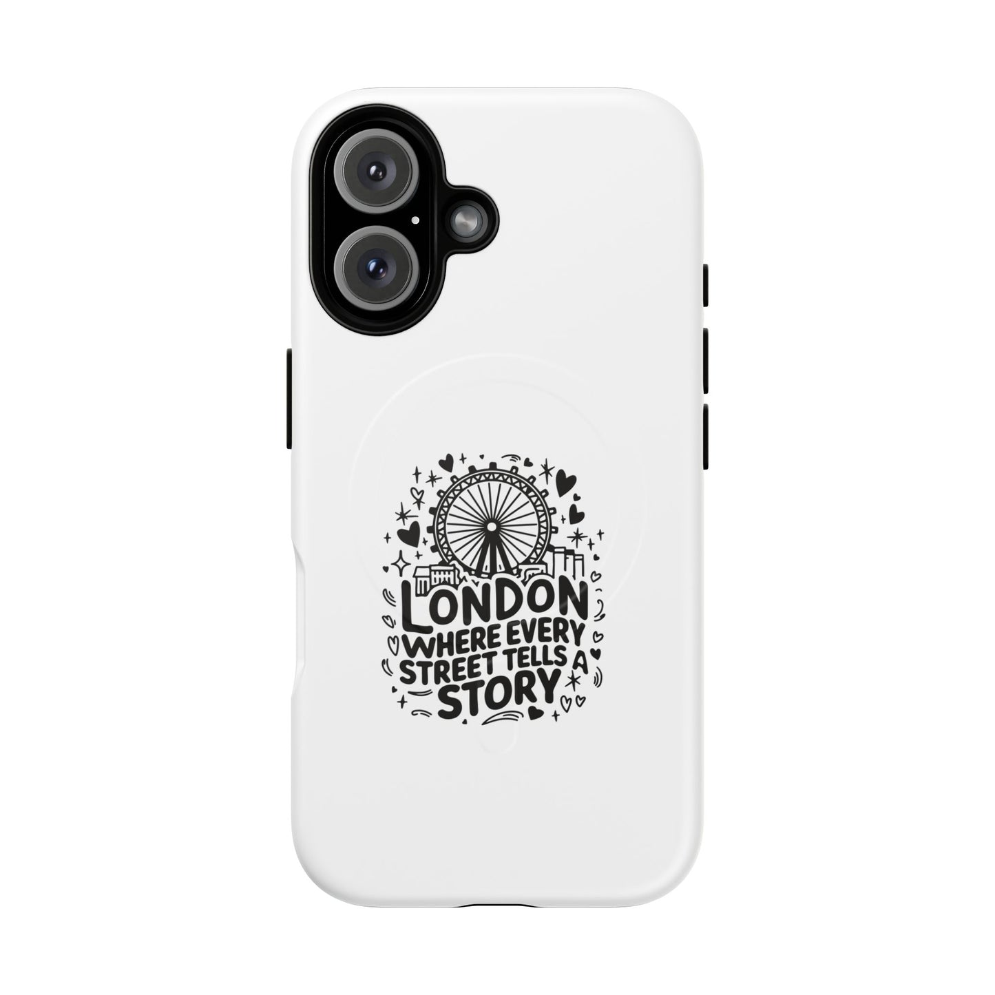London Story Magnetic Phone Case, Tough Phone Cover, Gift for Travel Lovers, Unique London Souvenir, Storytelling Phone Accessory