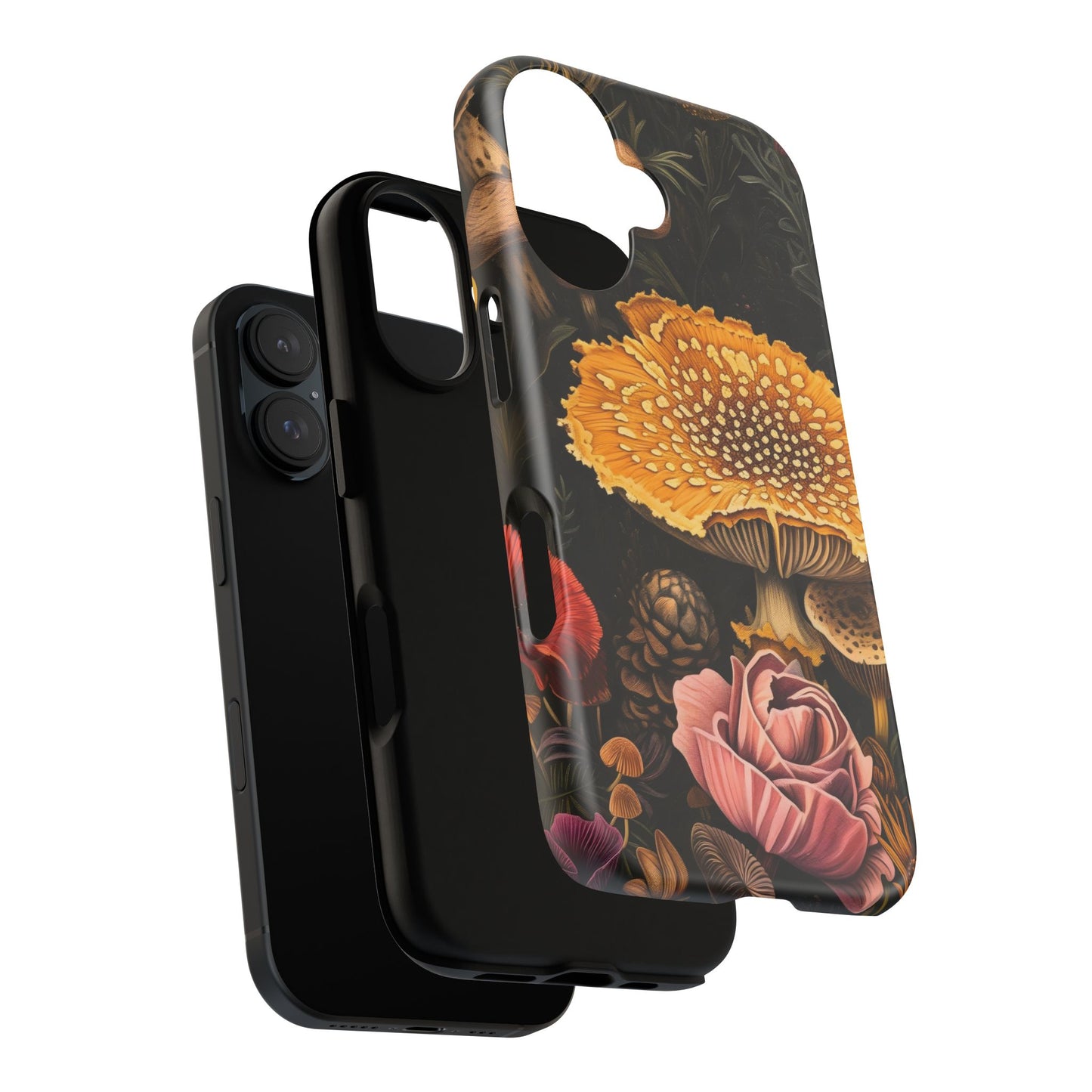 Floral Mushroom Phone Case, Tough Cases, Eco-Friendly, Nature Lover Gift, Floral Phone Cover, Stylish Phone Accessories