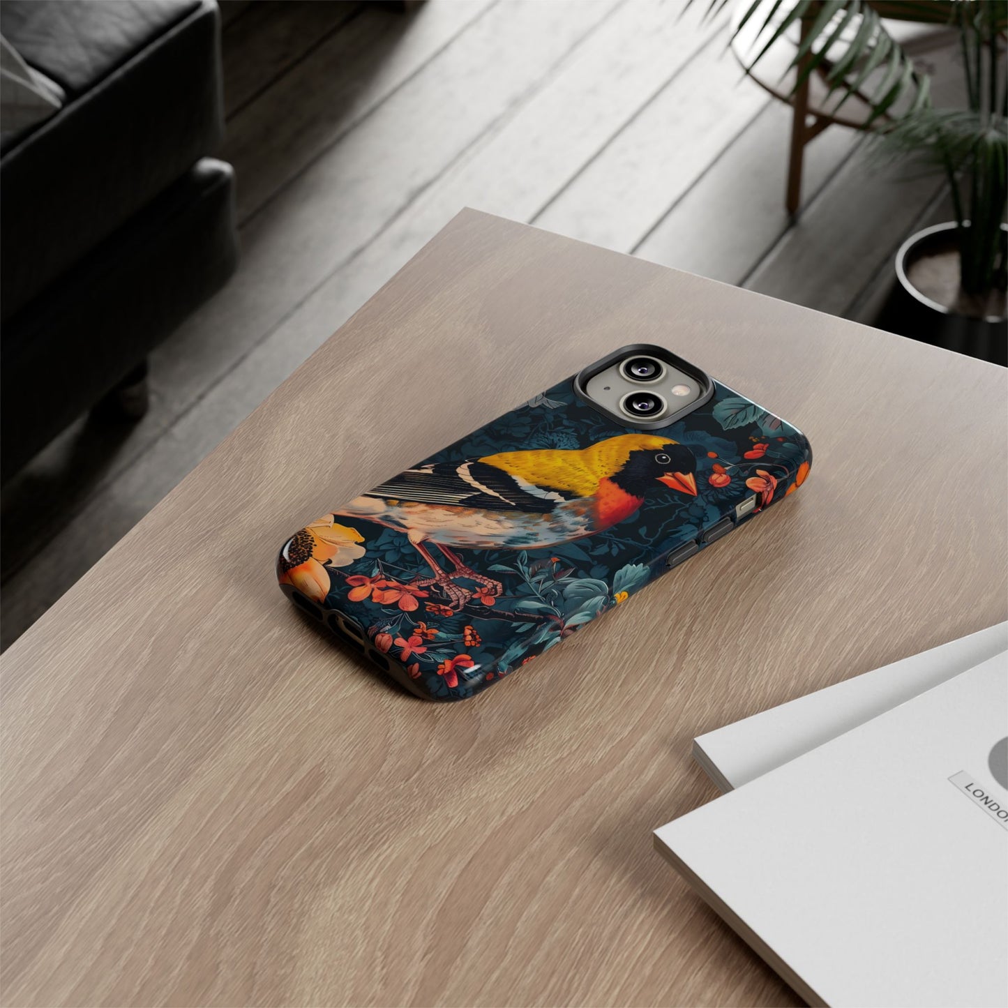 Colorful Bird Phone Case, Floral Phone Cover, Tough Phone Protector, Nature Lover Gift, Botanical Case, Unique Mobile Accessory