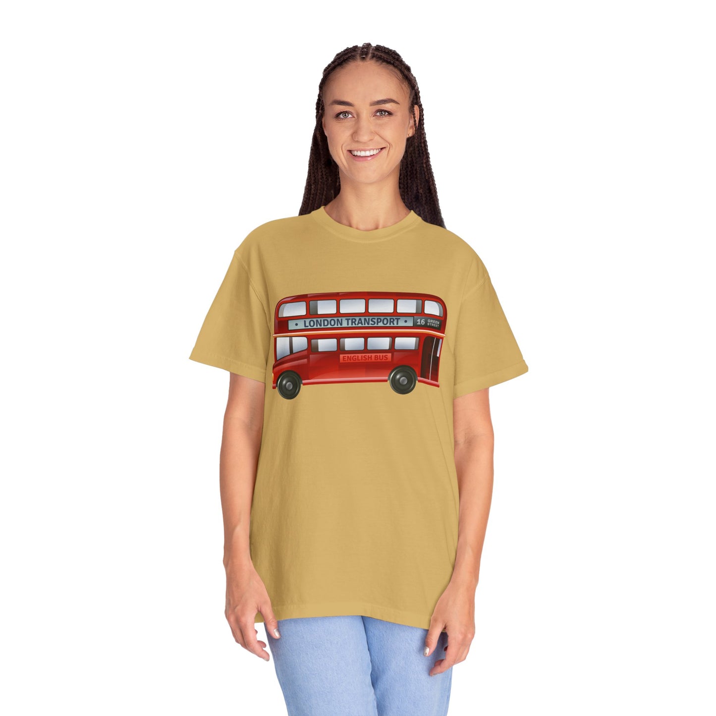 Unisex Garment-Dyed T-shirt - Rolling Through History: The British Red Bus