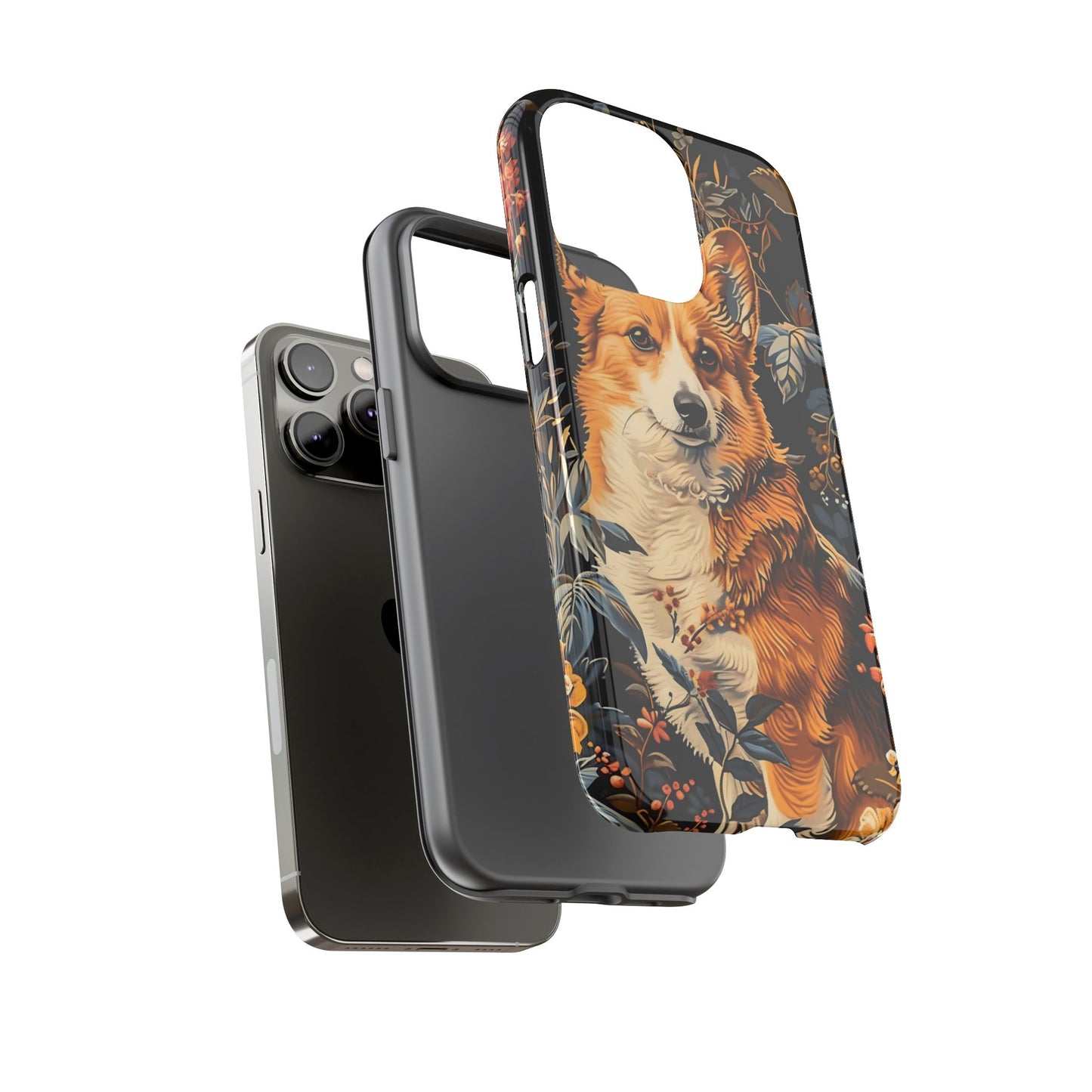 Corgi Floral Phone Case - Tough Cases for Dog Lovers, Cute Pet Accessories, Gift for Dog Owners, Floral Design, Personalized Tech Cover