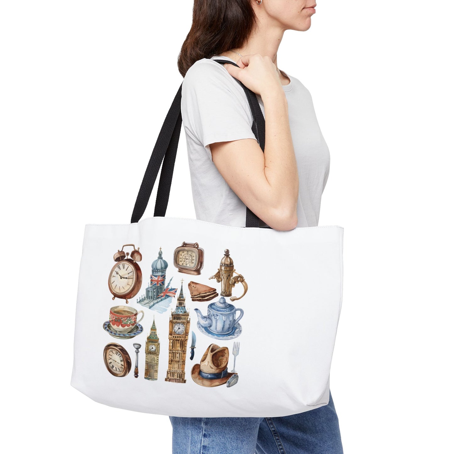 Vintage Elegance Weekender Tote Bag, Travel Pouch, Gift for Her, Retro Travel Bag, Stylish Weekend Bag, Clock Art Design