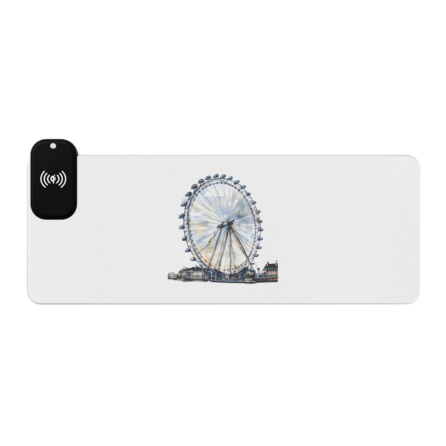London Eye Ferris Wheel - LED Wireless Charging Gaming Mouse Pad, Illuminated Desk Accessory for Gamers, Perfect Gift for Tech Lovers, Decorative Gaming Setup