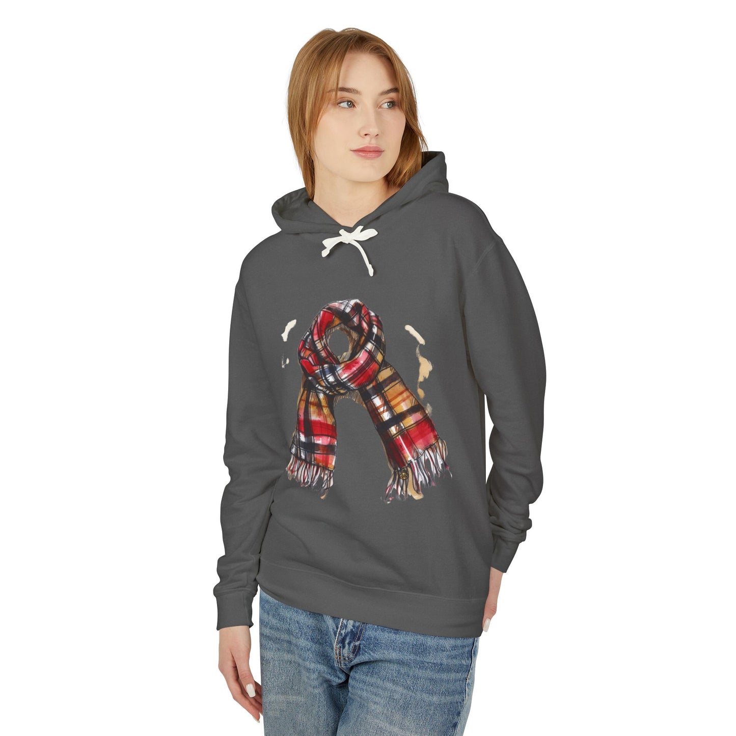 Unisex Lightweight Hooded Sweatshirt - Plaid British Scarf - Timeless Style and Classic Elegance